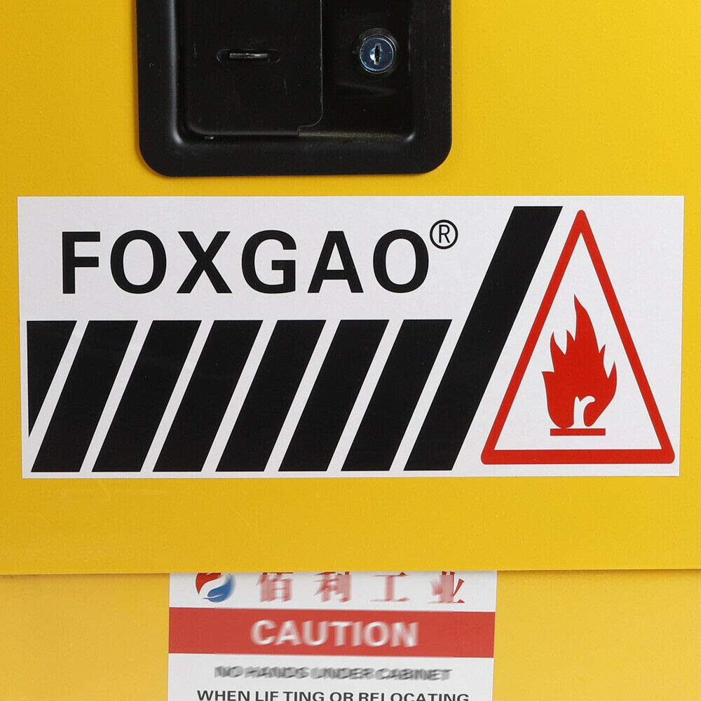 4 Gallon Flammable Safety Storage Cabinet - Heavy Duty Galvanized Steel Chemical Cabinet for Garage, Workshop & Laboratory | OSHA Compliant Fireproof Cabinet for Paint, Gasoline & Hazardous Liquids