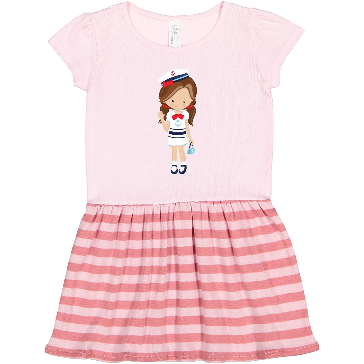 Inktastic Boat Captain & Skipper Cute Brown Hair Toddler Dress - Perfect for Nautical Themed Parties, Beach Outings & Casual Wear