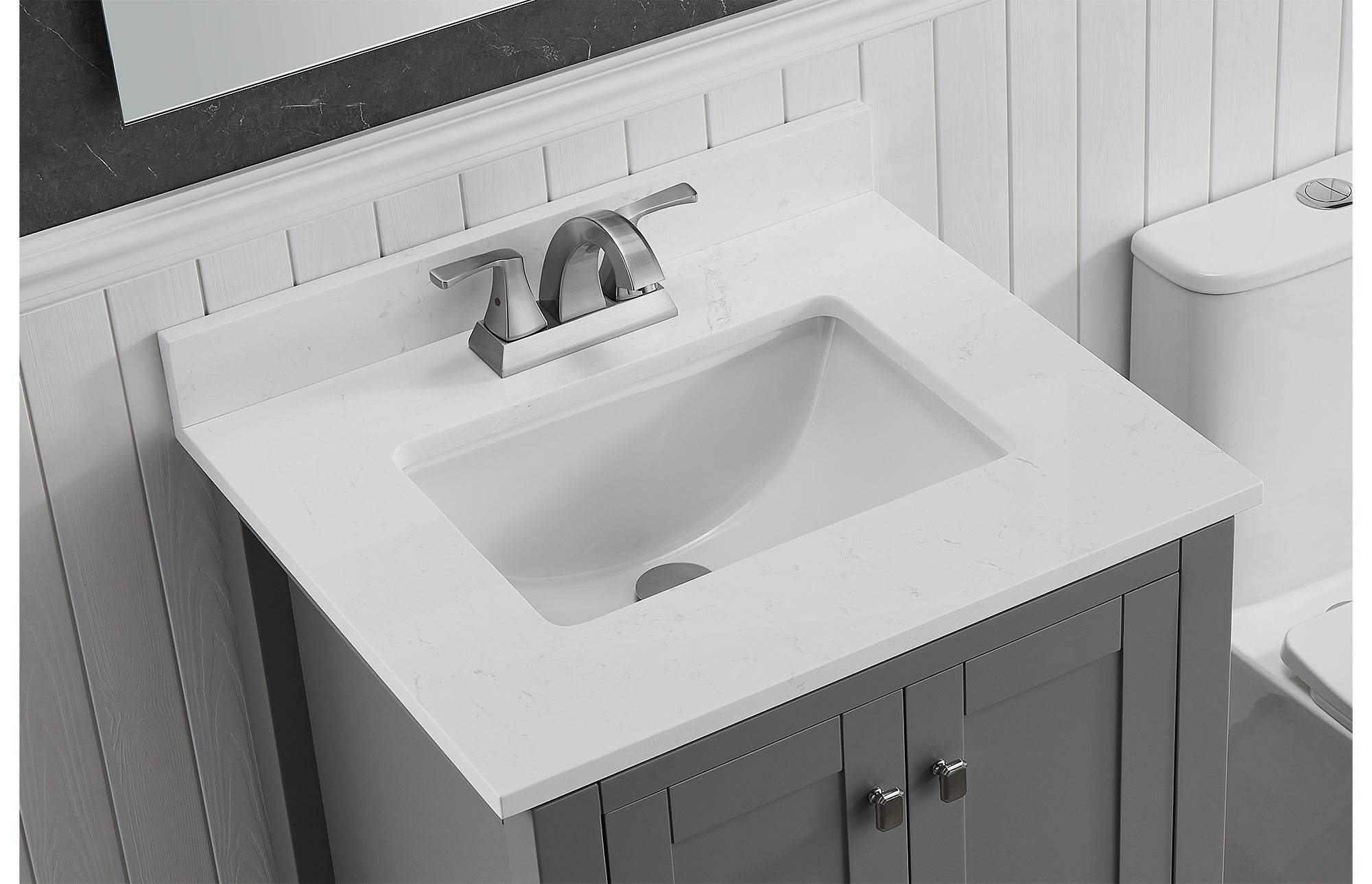 Amalfi 25W x 22D Engineered Marble Bathroom Vanity Top with Rectangular Undermount Sink - Perfect for Modern Bathroom Renovations and Master Suite Upgrades