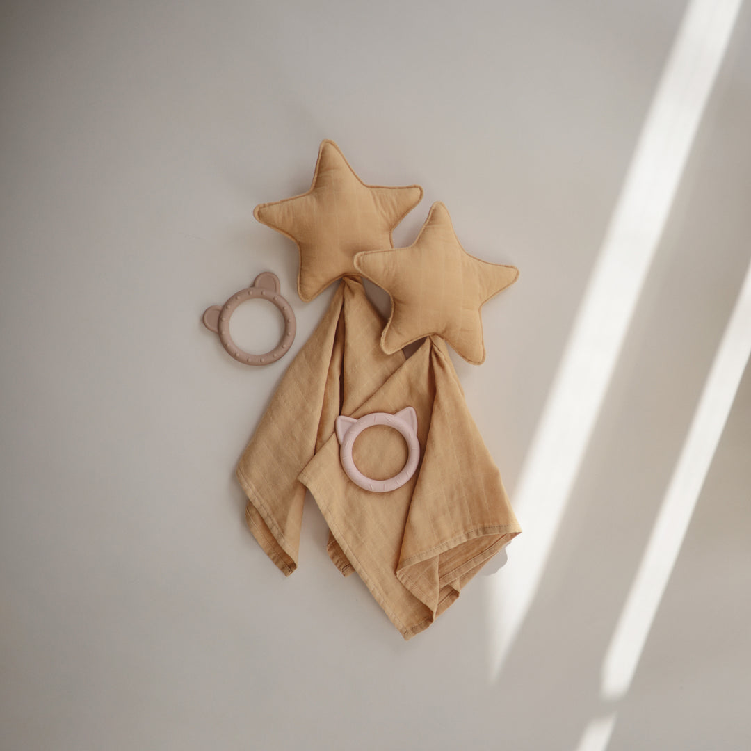 Mushie Star & Moon Lovey Baby Blanket - Soft & Cozy Security Blanket for Newborns, Infants & Toddlers - Perfect for Nursery, Stroller, Car Seat & Bedtime Comfort
