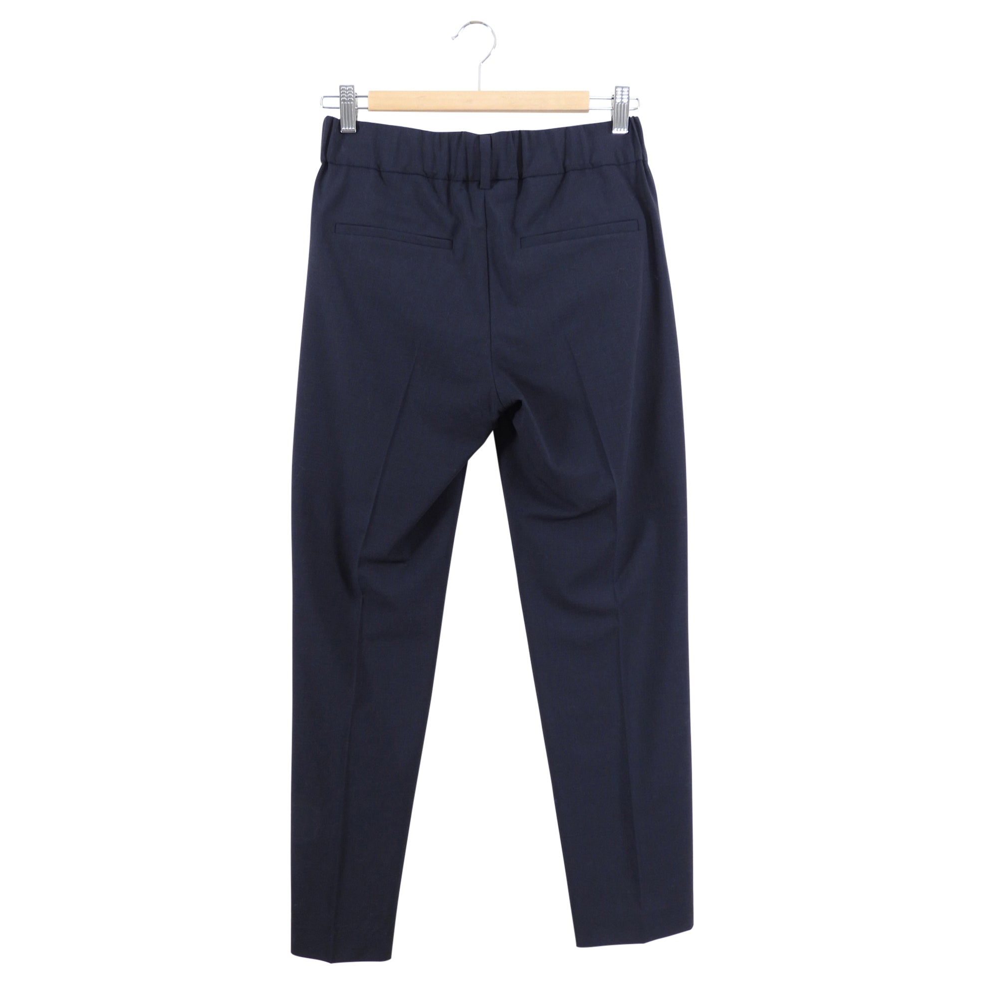 Brunello Cucinelli Midnight Blue Wool Blend Monili Trouser for Women - Size 4 (US) - Premium Tailored Dress Pants for Office, Business Meetings & Formal Events