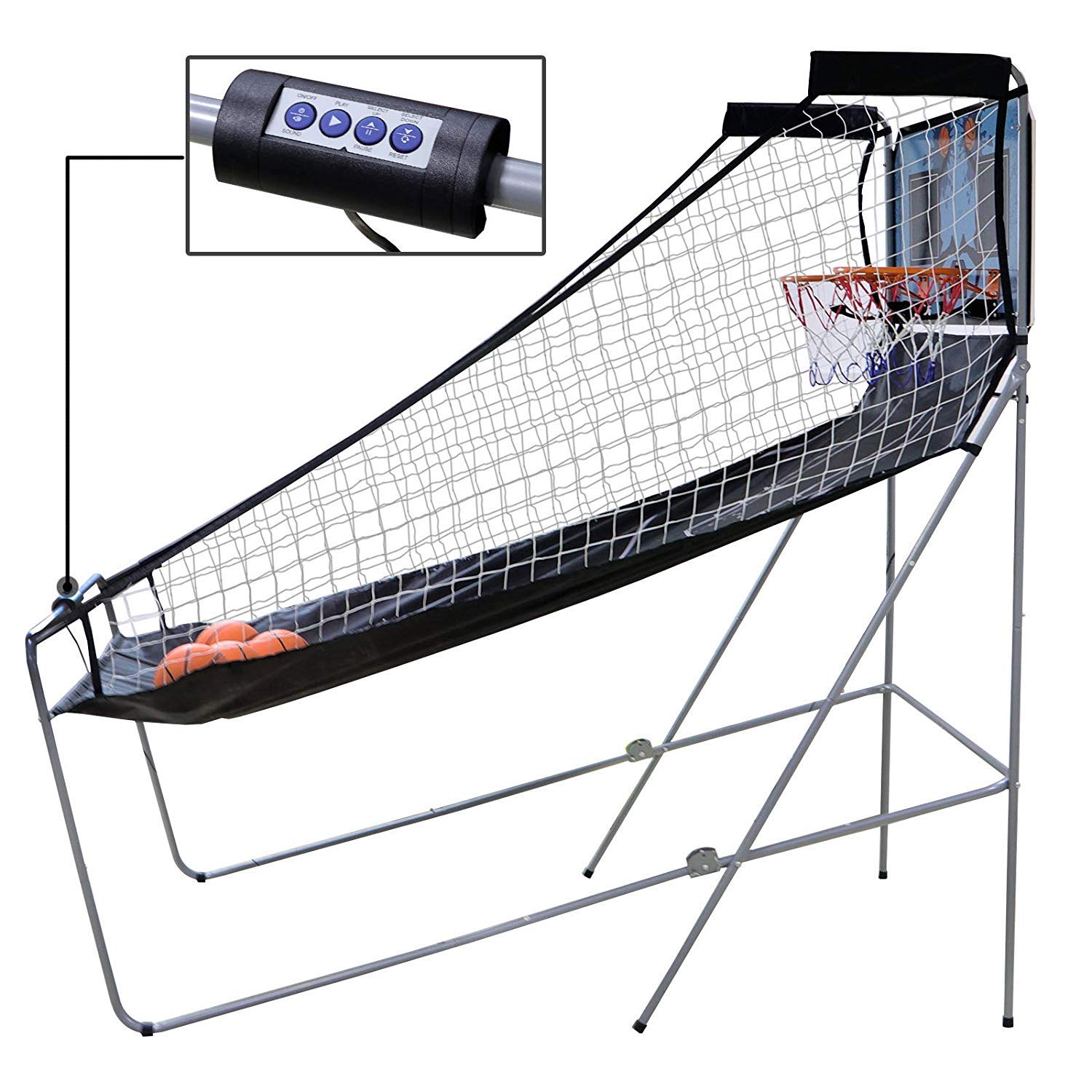 Saturnpower Foldable Electronic Basketball Arcade Game - Dual Shot 2 Player Indoor Hoop with 4 Balls | Perfect for Home Entertainment, Kids Parties & Sports Training