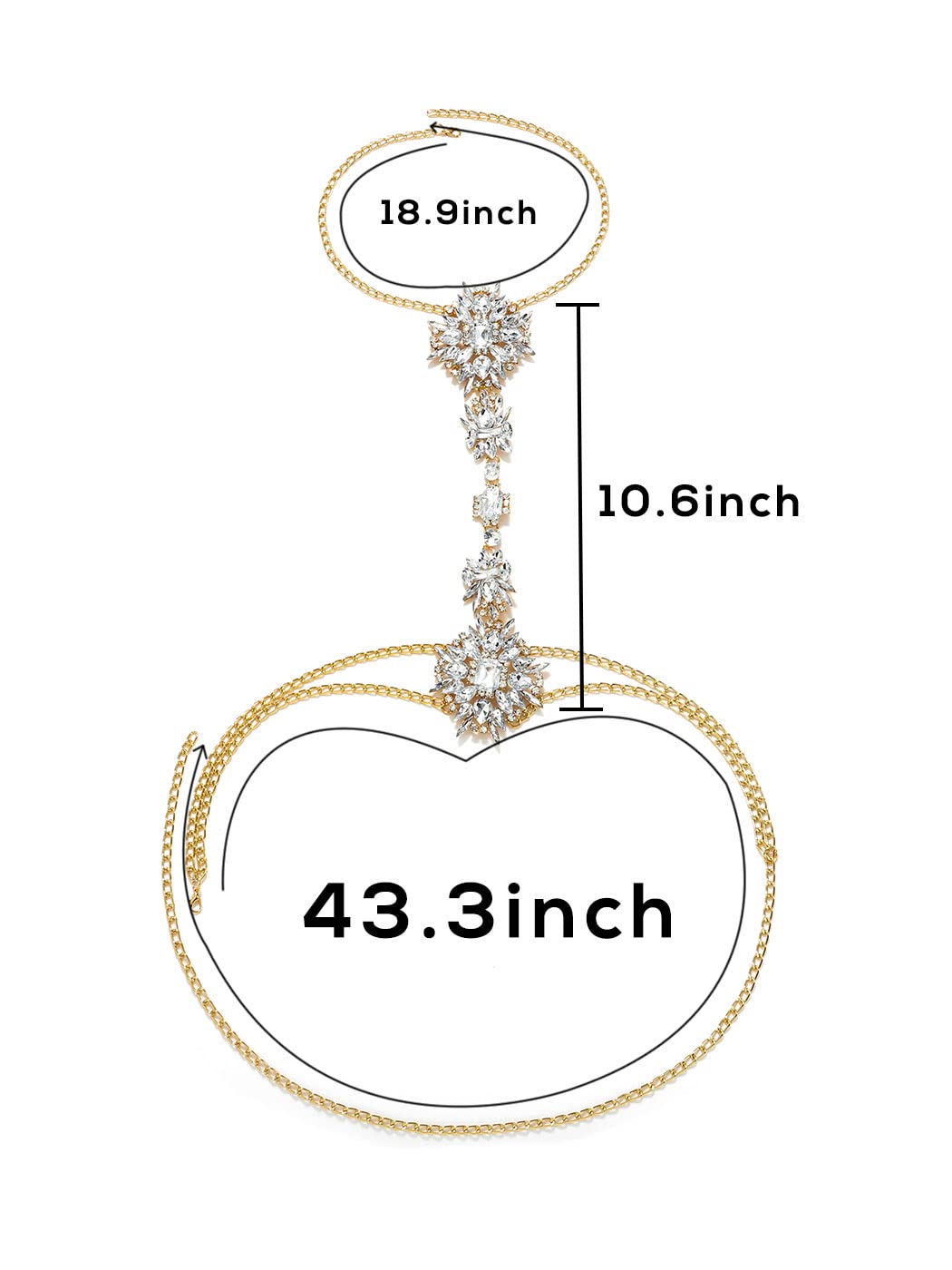 Boho Rhinestone Statement Chest Chain - Crystal Body Jewelry for Women | Summer Beach Party, Festival, Boho Chic Outfit Accessory