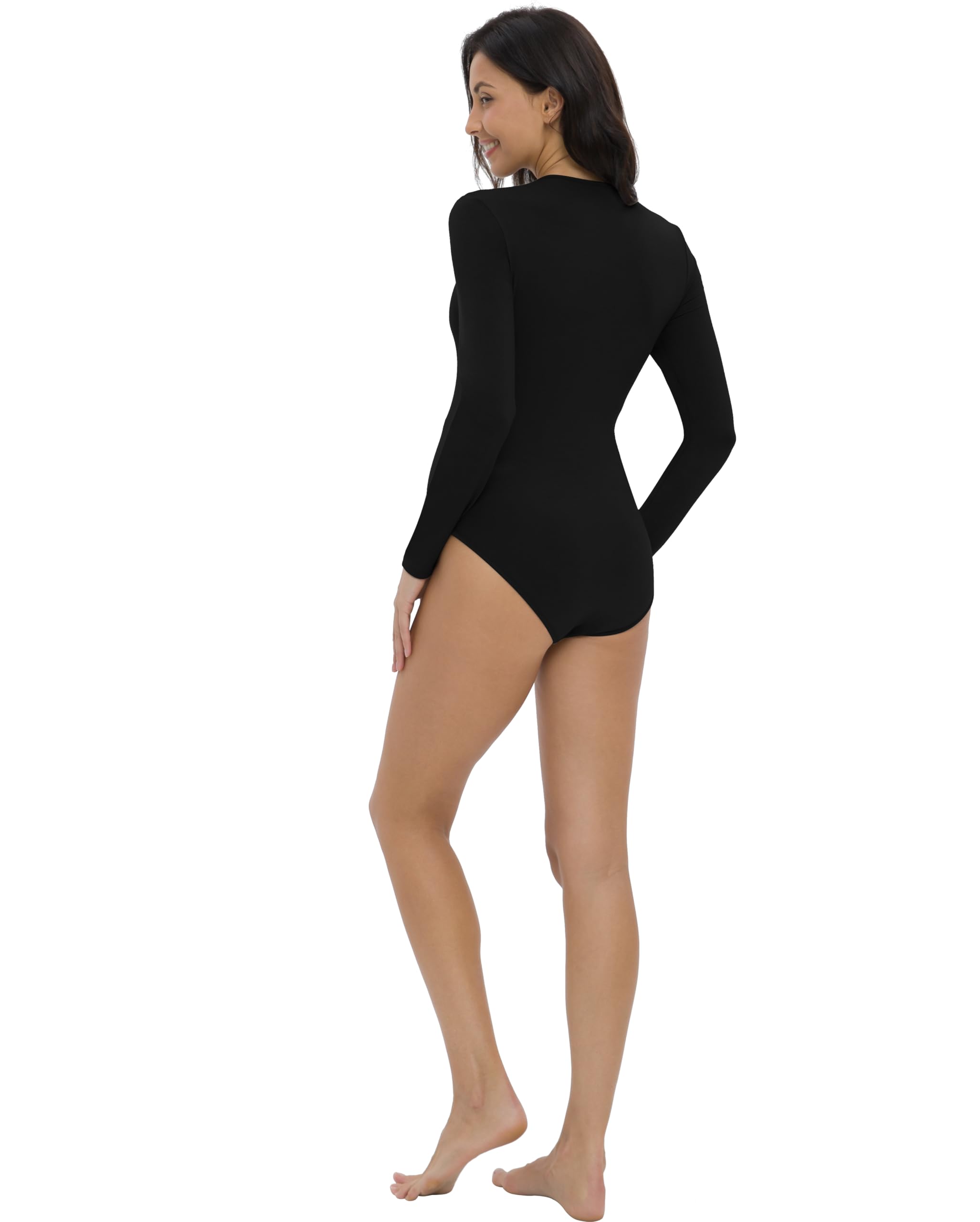 V VOCNI Maternity Bodysuit - Soft Stretchy Pregnancy Shapewear with Crew Neck & Long Sleeves | Comfortable Nursing Top for Expecting Moms | Perfect for Work, Casual Wear & Maternity Photos