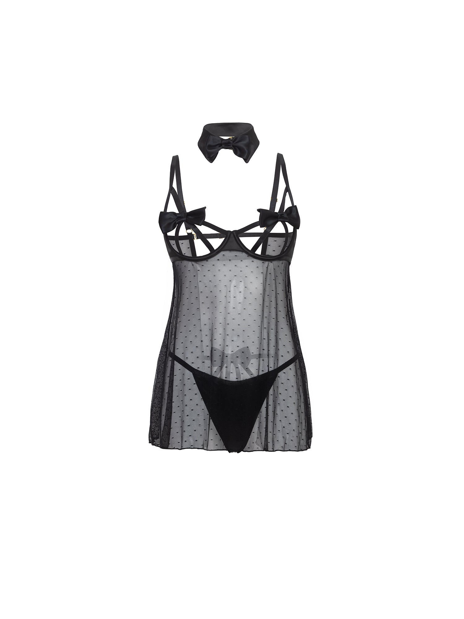 Kimia Bow Babydoll Lingerie Set - Sexy Lace Teddy with Adjustable Straps for Women, Valentine's Day Gift, Romantic Nightwear for Couples & Special Occasions