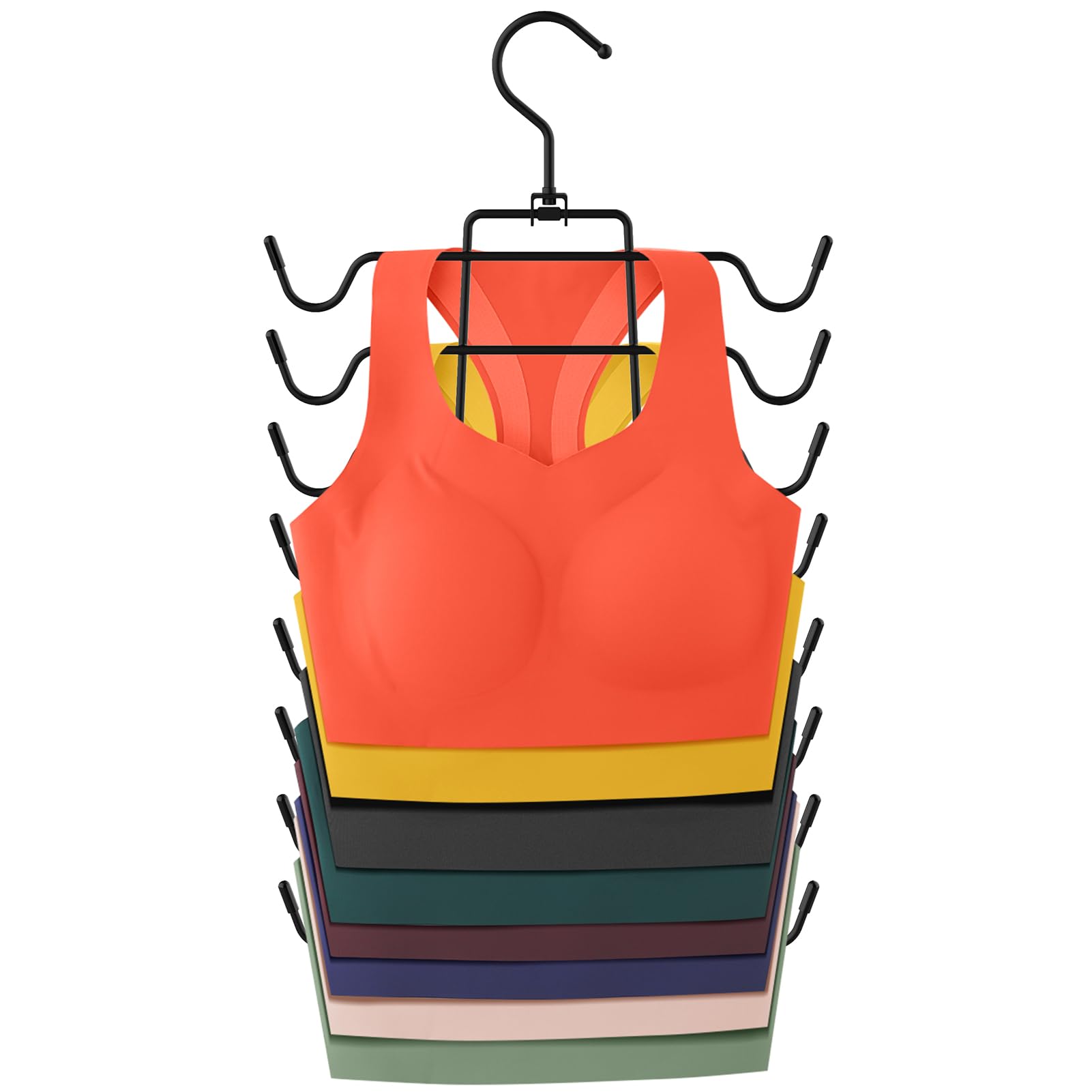1 Pack Bra Hanger & Tank Top Hanger - Space Saving Closet Organizer for Bras, Sports Bras, Camisoles, Bathing Suits, Belts & Ties - Black | Perfect for Closet Storage, Wardrobe Organization & Travel Packing
