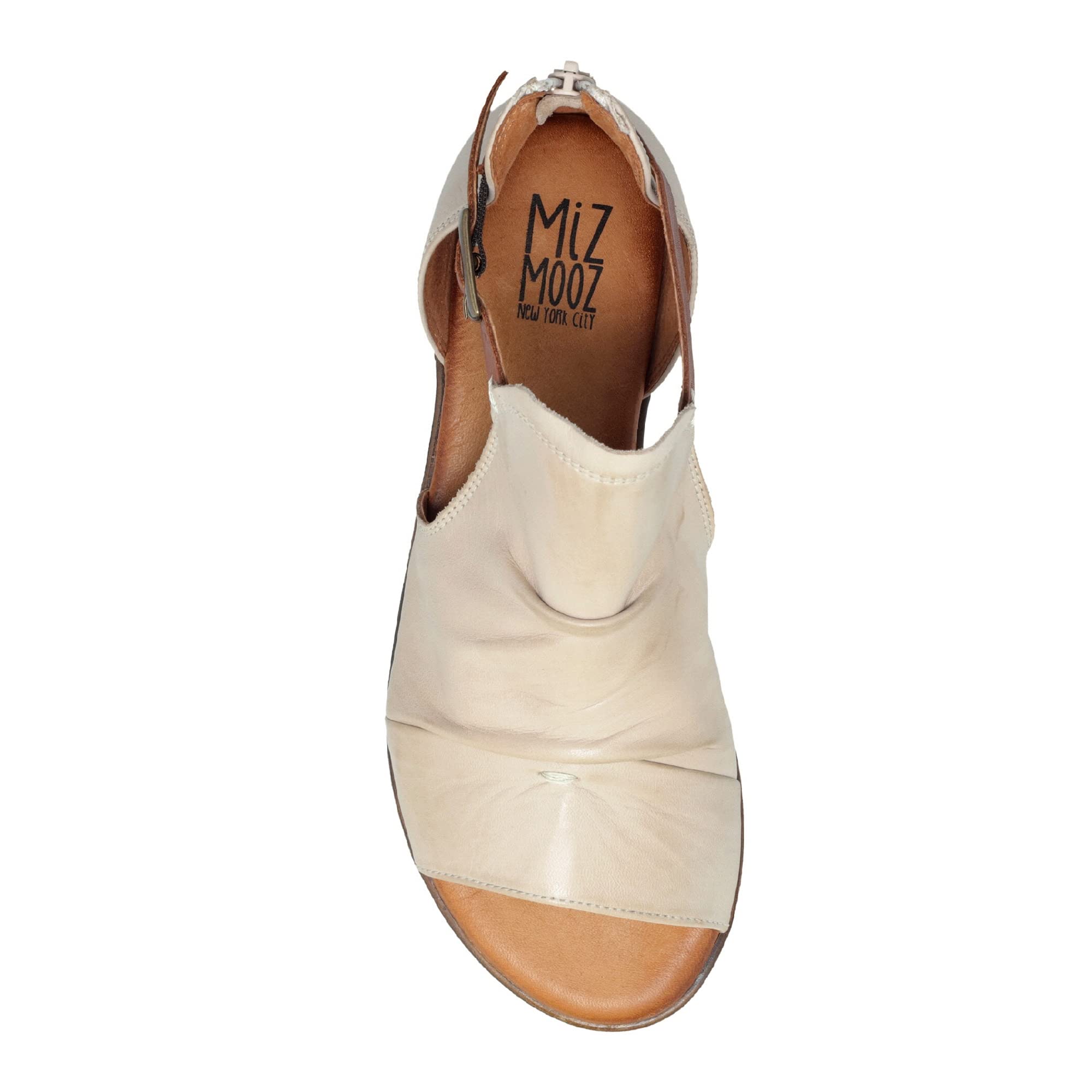 Miz Mooz Dipper Women's Leather Sandals - Peep Toe Buckle Strap Sandals with Open Sides - Comfortable Casual Summer Shoes for Beach, Vacation & Everyday Wear