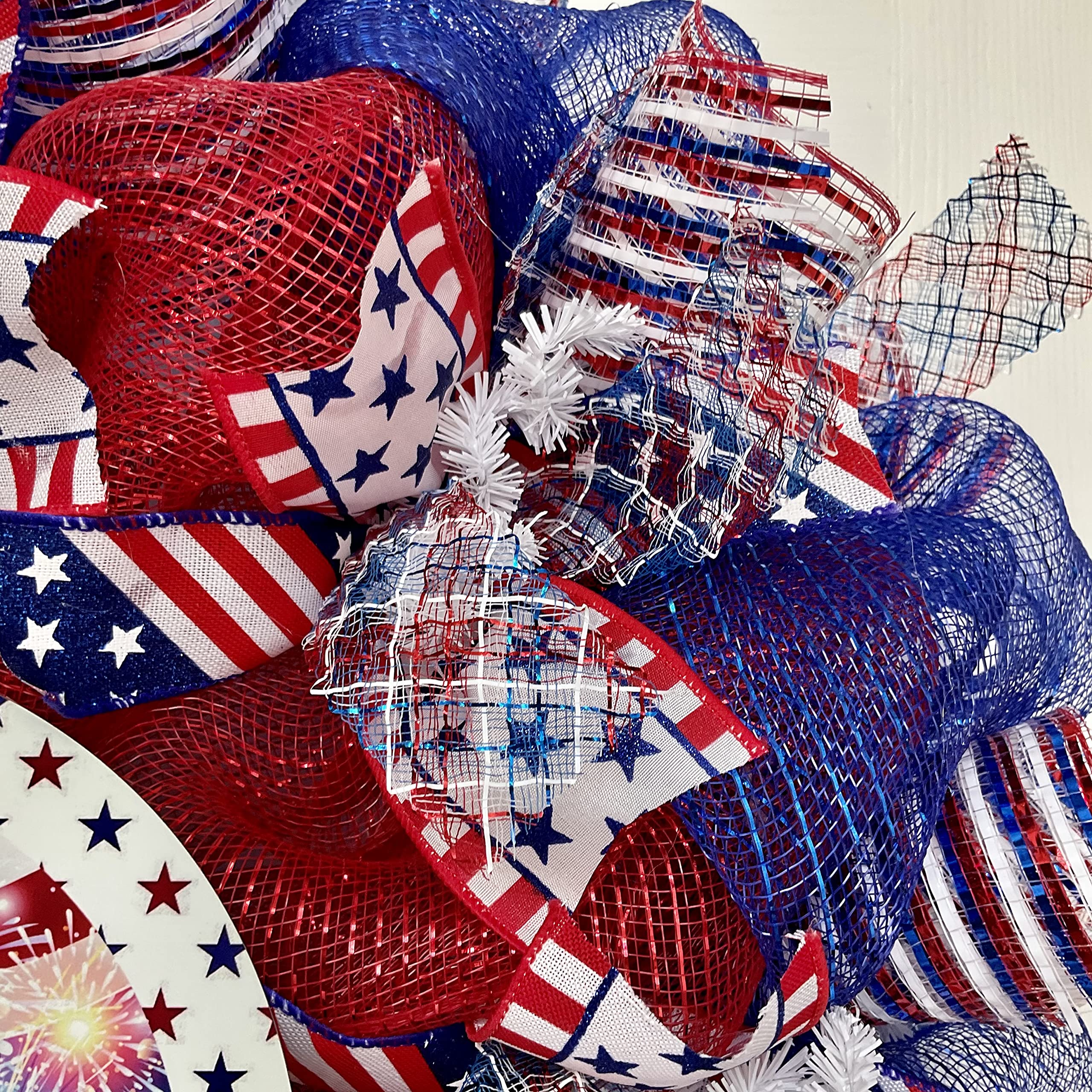 Handmade Patriotic Gnome & Welcome Wreath - 4th of July, Memorial Day, Veterans Day Decor - Perfect for Front Door, Porch, and Garden Decorations