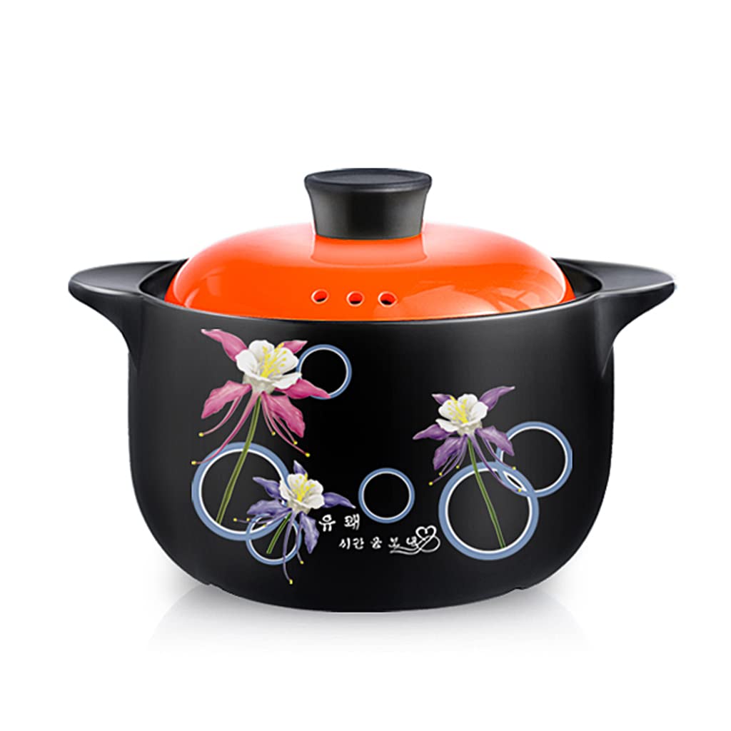 Premium Ceramic Stockpot - 5QT Clay Hot Pot & Soup Pot for Stewing, Boiling, Frying - Gas Stove Compatible with Glazed Surface, Heat Retention & Easy Clean - Perfect for Family Dinners, Asian Hot Pot Parties & Slow Cooking