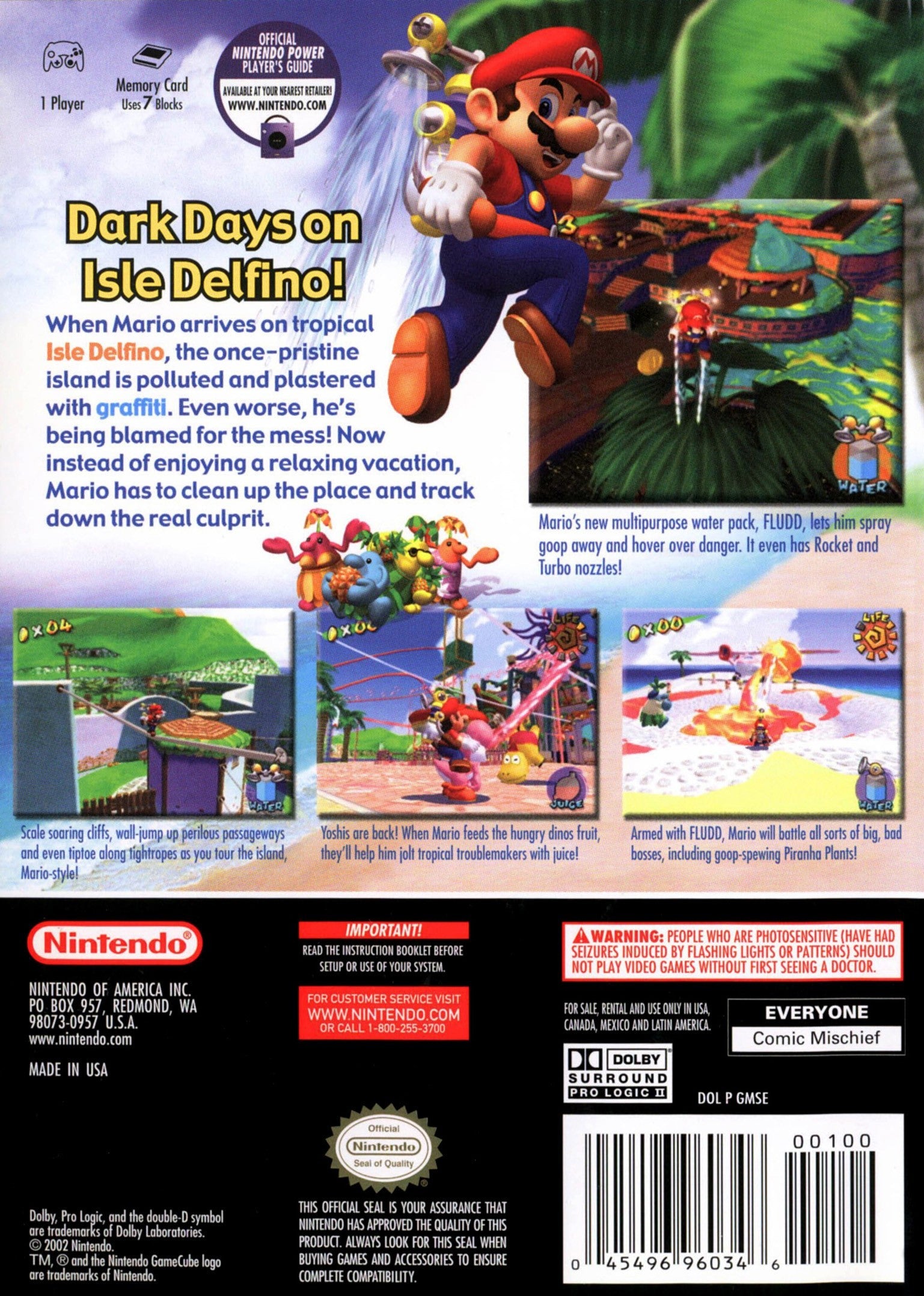 Super Mario Sunshine Game for Nintendo Switch - Fun Adventure Game for Kids & Adults - Perfect for Family Game Nights & Travel Entertainment