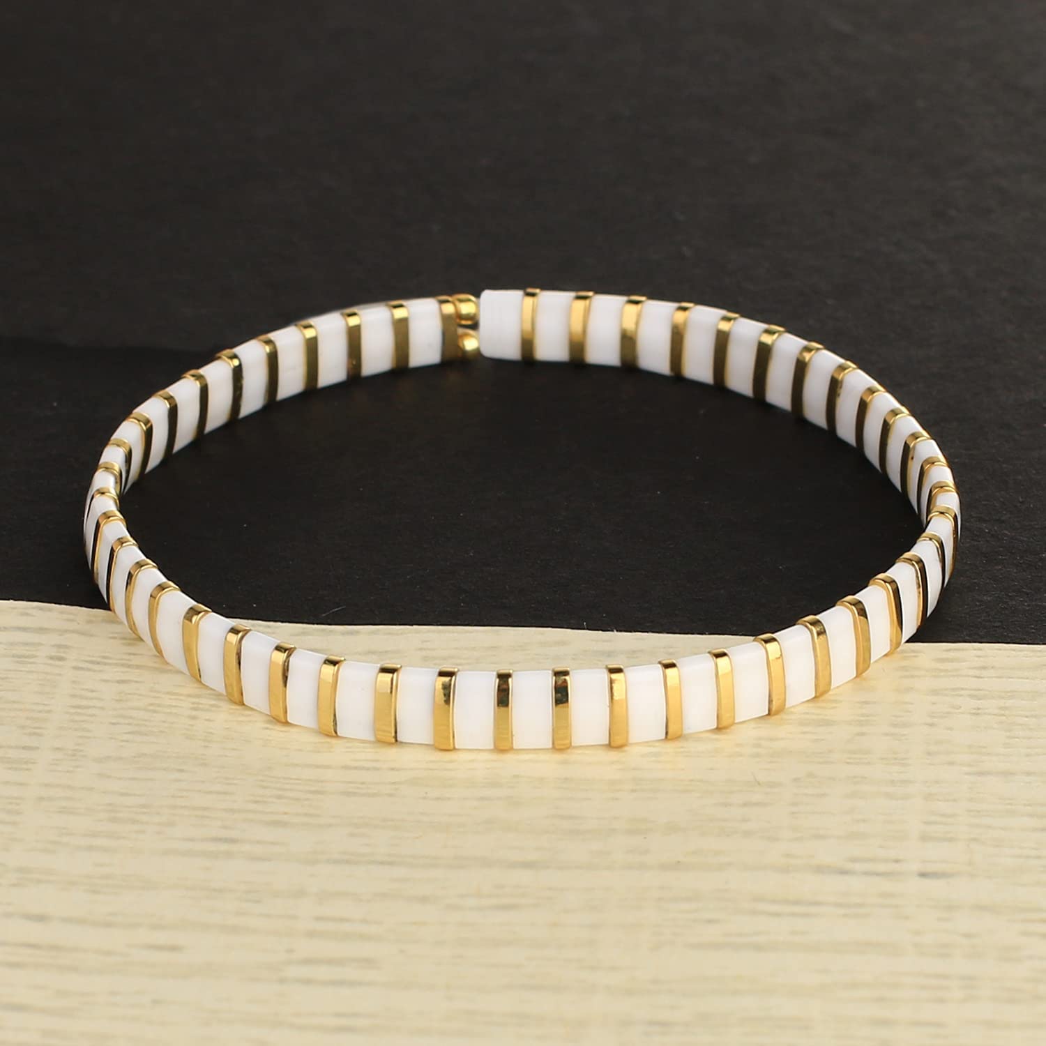 KELITCH Women's Flexible Stretch Bracelets - Handmade Boho Beaded Bracelet with Miyuki Tila Beads | Perfect for Gift, Party, Wedding & Everyday Wear
