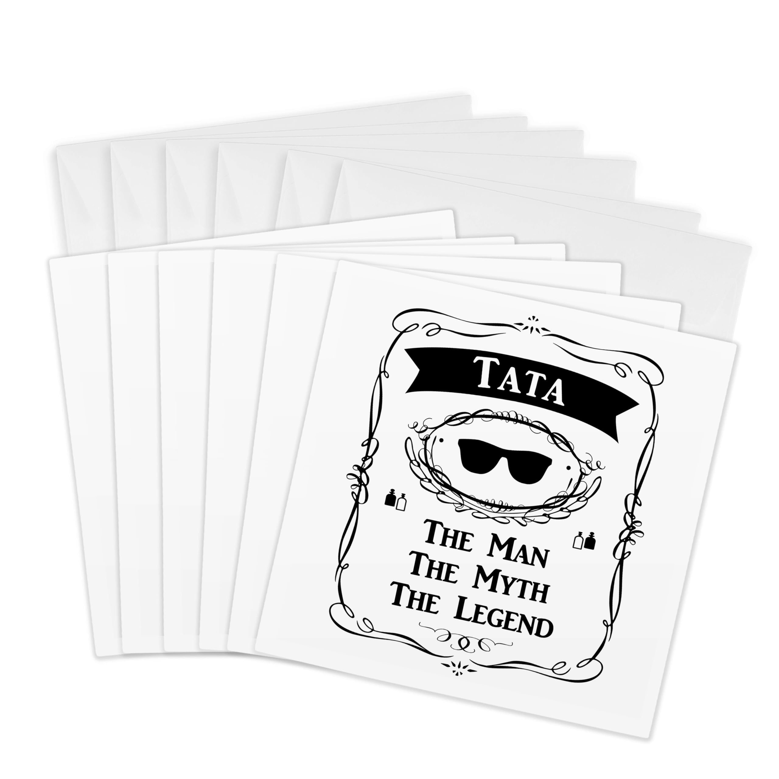 6 Pack Greeting Cards - The Man The Myth The Legend for Dad in Spanish, Polish & Czech - Funny Birthday, Father's Day & Retirement Cards for Men