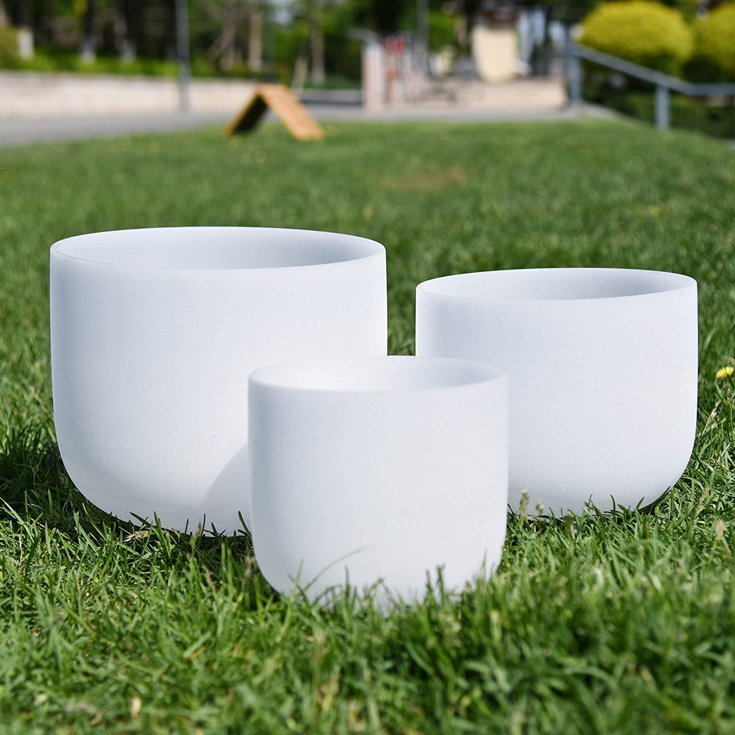 8-12 Inch Set of 3 Forested Quartz Crystal Singing Bowls for Meditation & Healing - Chakra Balancing Sound Therapy Kit with Free Carrying Case - Perfect for Yoga, Reiki & Spiritual Practices
