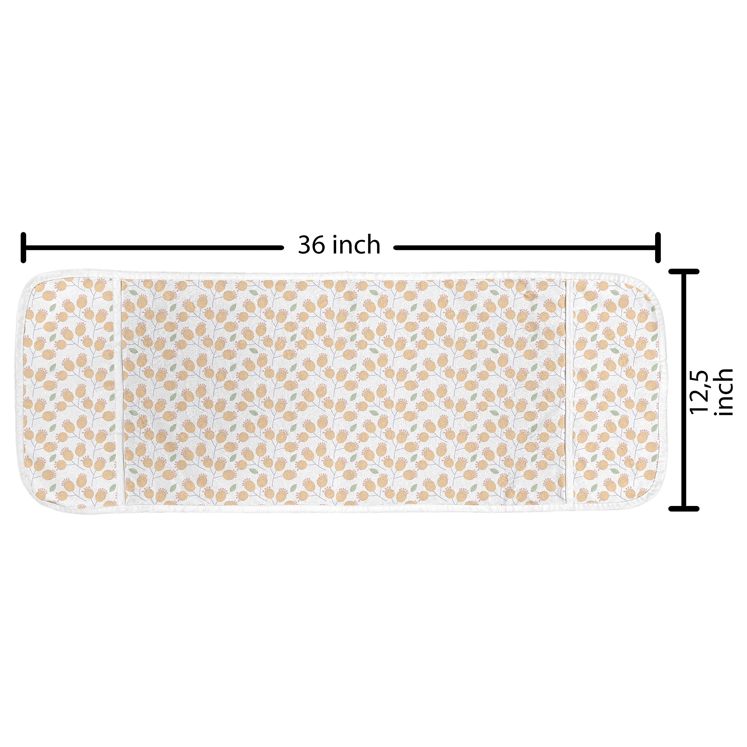 Ambesonne Floral Microwave Cover - Waterproof Kitchen Organizer with Pockets, 36x12 Inches, Peach Almond Green - Modern Abstract Botanic Flowers Design for Microwave Protection & Kitchen Decor