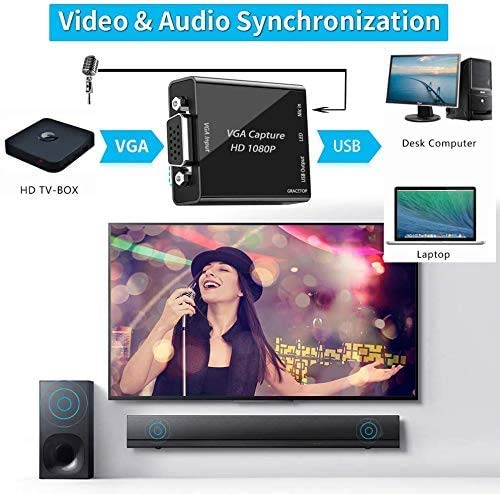 HD Video Capture Card - VGA to USB Converter for Gaming, Live Streaming, Online Teaching & Video Conferencing | Record Gameplay, Stream Content & Teach Remotely