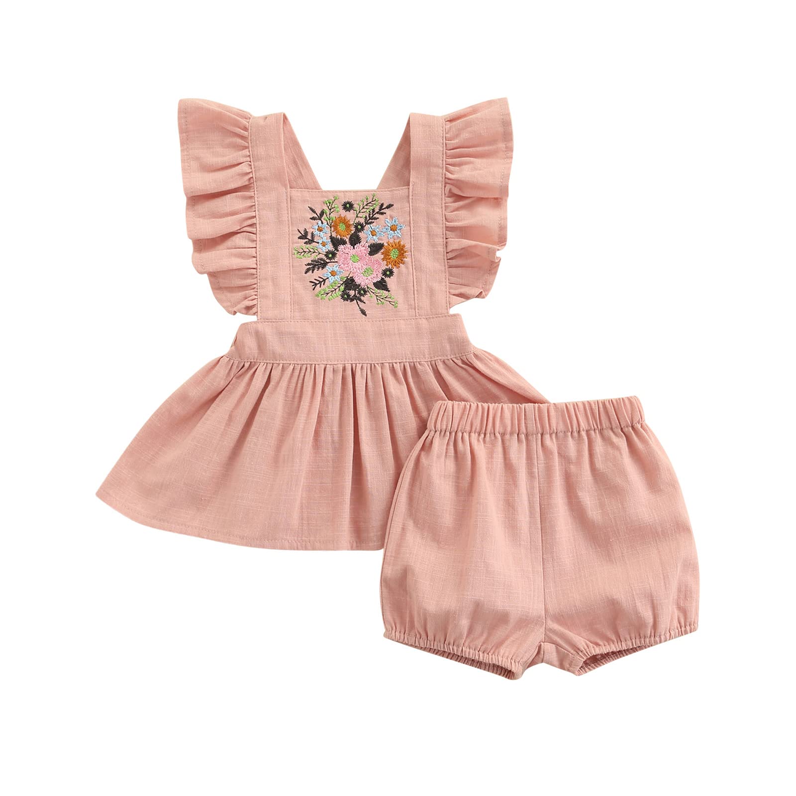 Newborn Baby Girl Clothes Set - Floral Print Summer Outfit with Fly Sleeve T-Shirt & Shorts 2Pcs | Perfect for Photoshoots, Playdates & Summer Adventures