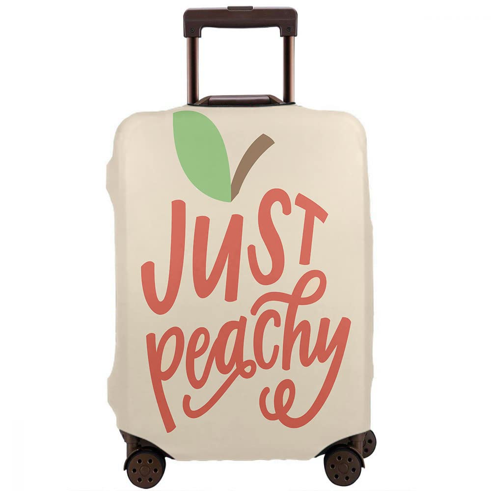 Beabes Peach Suitcase Protector - Tropical Fruit Design Luggage Cover with Peach Leaf Pattern, Fits 18-21 Inch Suitcases, Washable & Durable Travel Accessory - Perfect for Vacation, Beach Trips & Airplane Travel