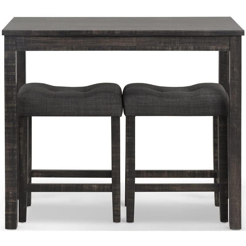 Trent Home Rubber Wood 3-Piece Counter Height Dining Set in Gray - Modern Kitchen Bar Table Set for Small Spaces, Breakfast Nook & Apartment Dining