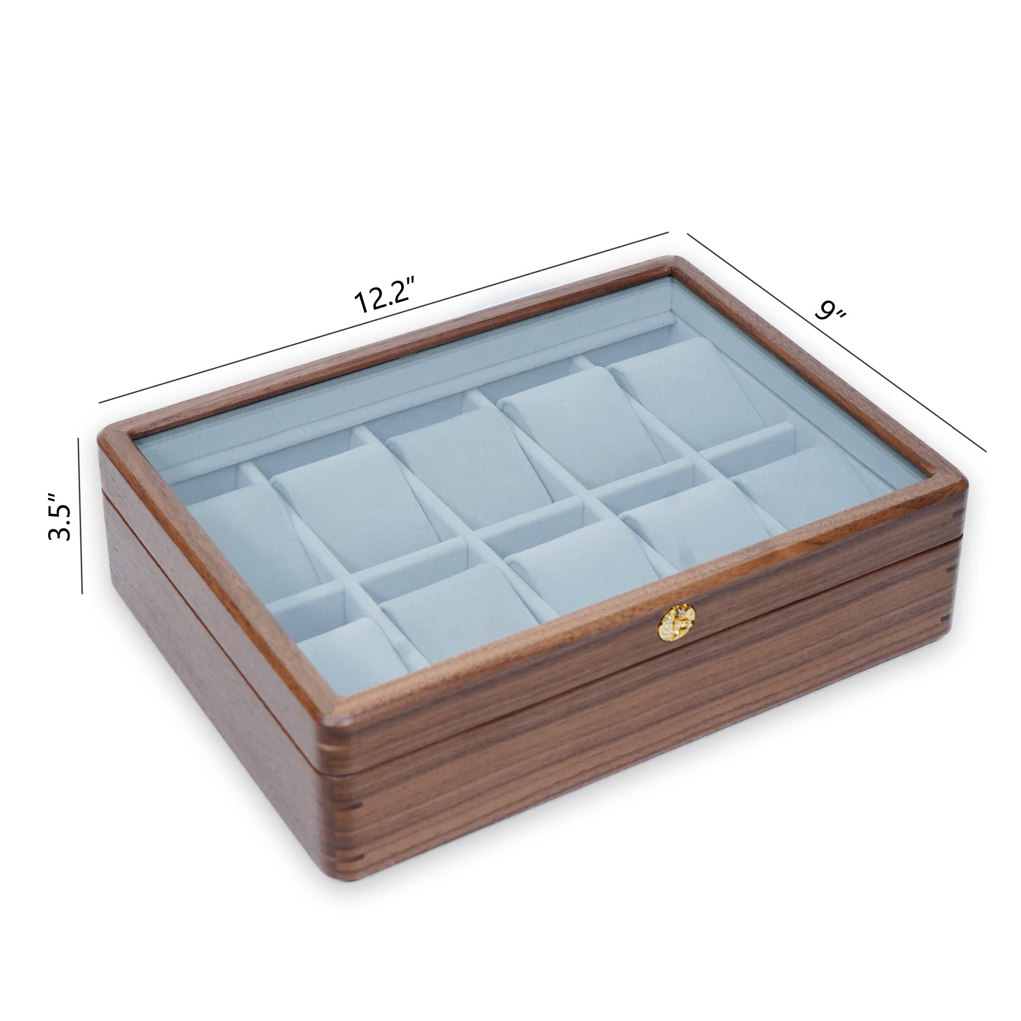 DESAINOPH® Luxury Wooden Watch Box Organizer for Men - Solid Walnut Wood Watch Storage Case with Real Glass Lid - Perfect for Watch Collection Display & Gift Giving