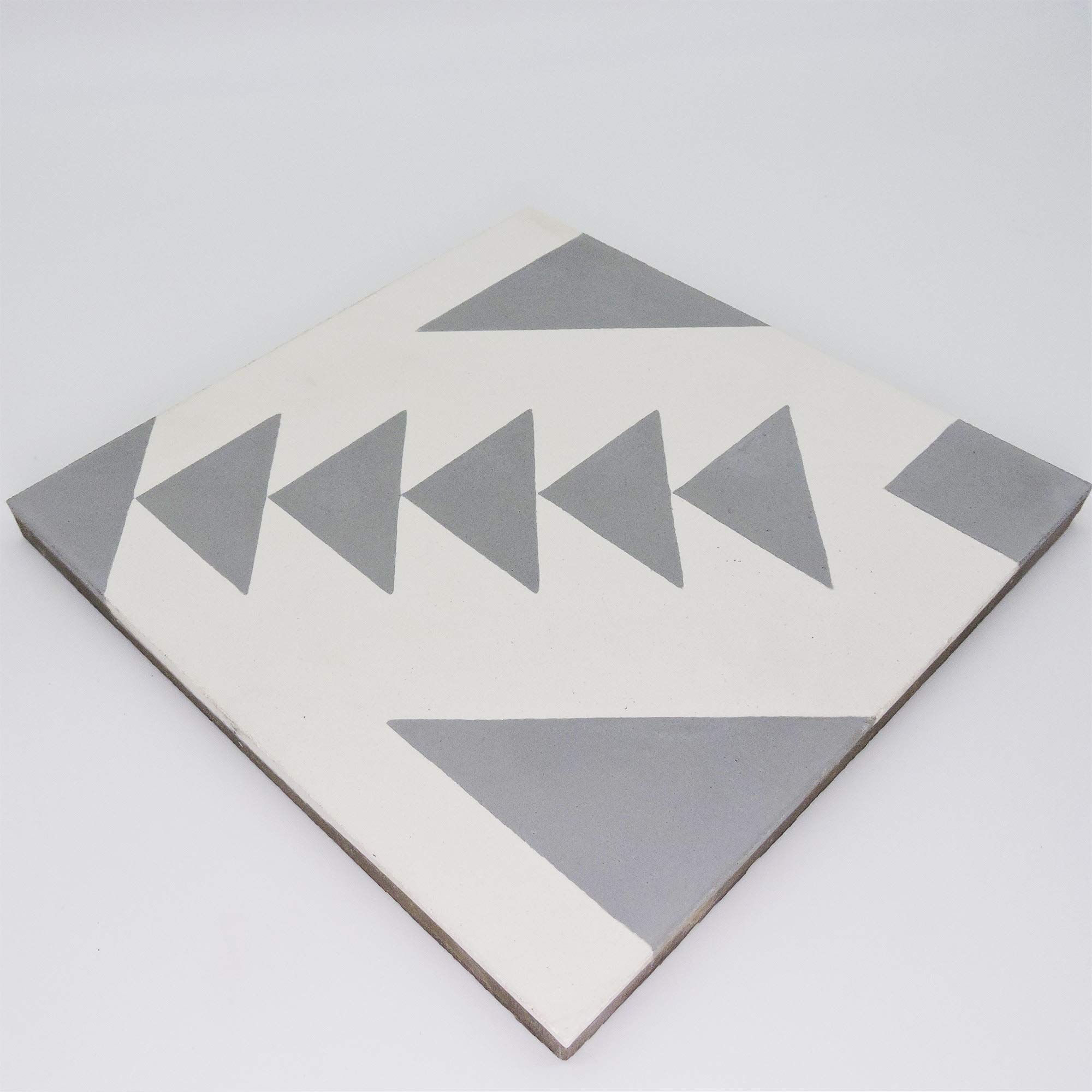 Handmade Moroccan Cement Tile CTP60-02 Tadla - Grey & White Mosaic for Kitchen Backsplash, Bathroom Floor & Mediterranean Home Decor