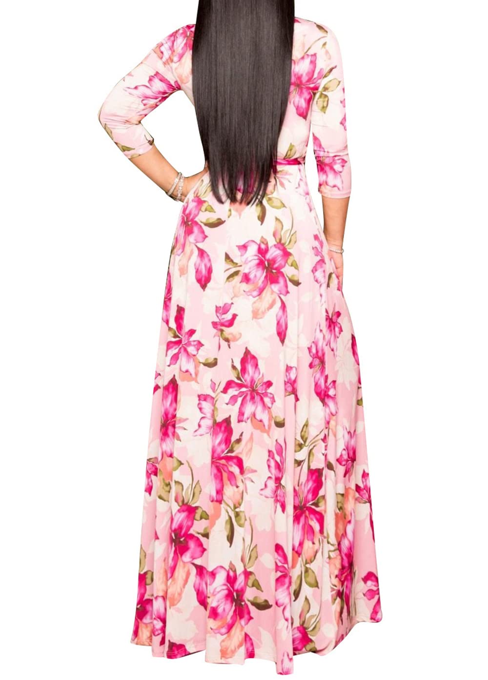JTNFairy Women's Floral Print Long Maxi Dress - Plus Size Casual & Party Outfits for Beach, Wedding & Summer Vacations
