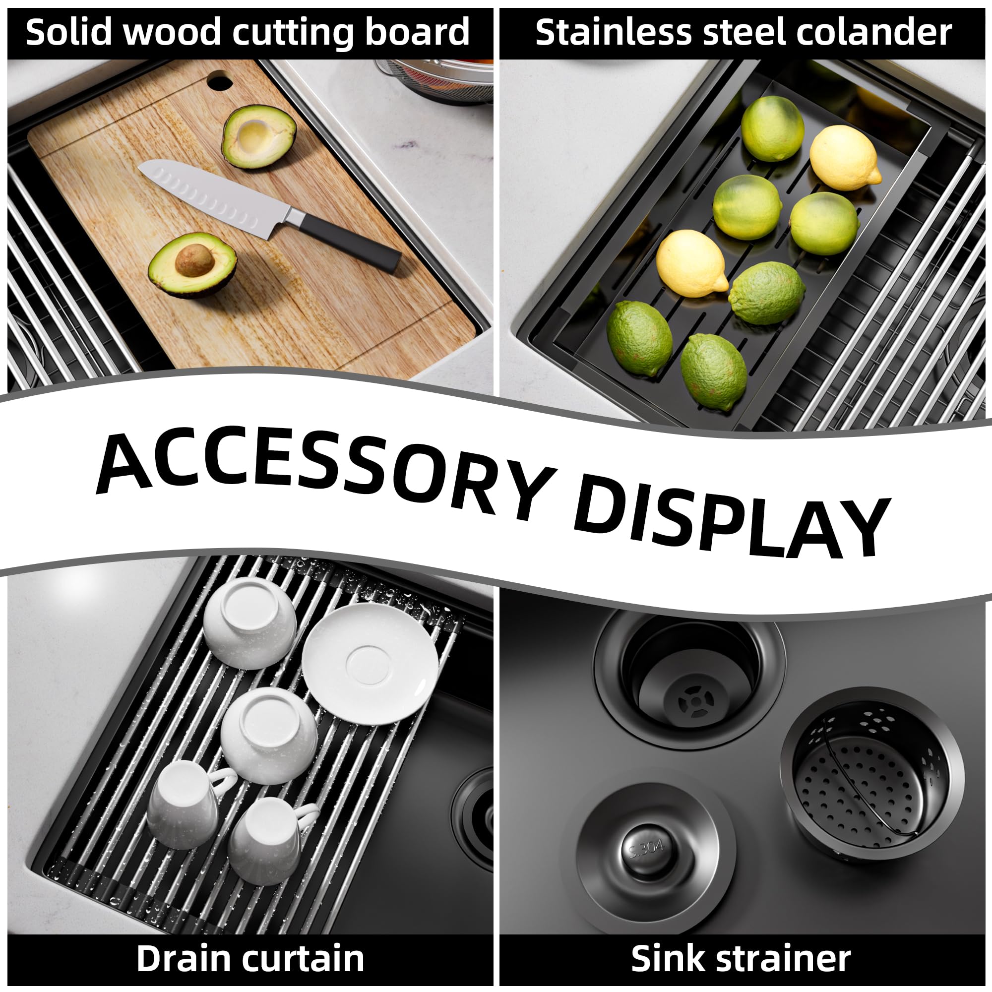 33 Inch Undermount Kitchen Sink - 16 Gauge Stainless Steel Single Bowl Workstation Sink, 33x19 Inch Commercial Grade Black Sink for Professional Kitchens & Restaurant Prep Stations