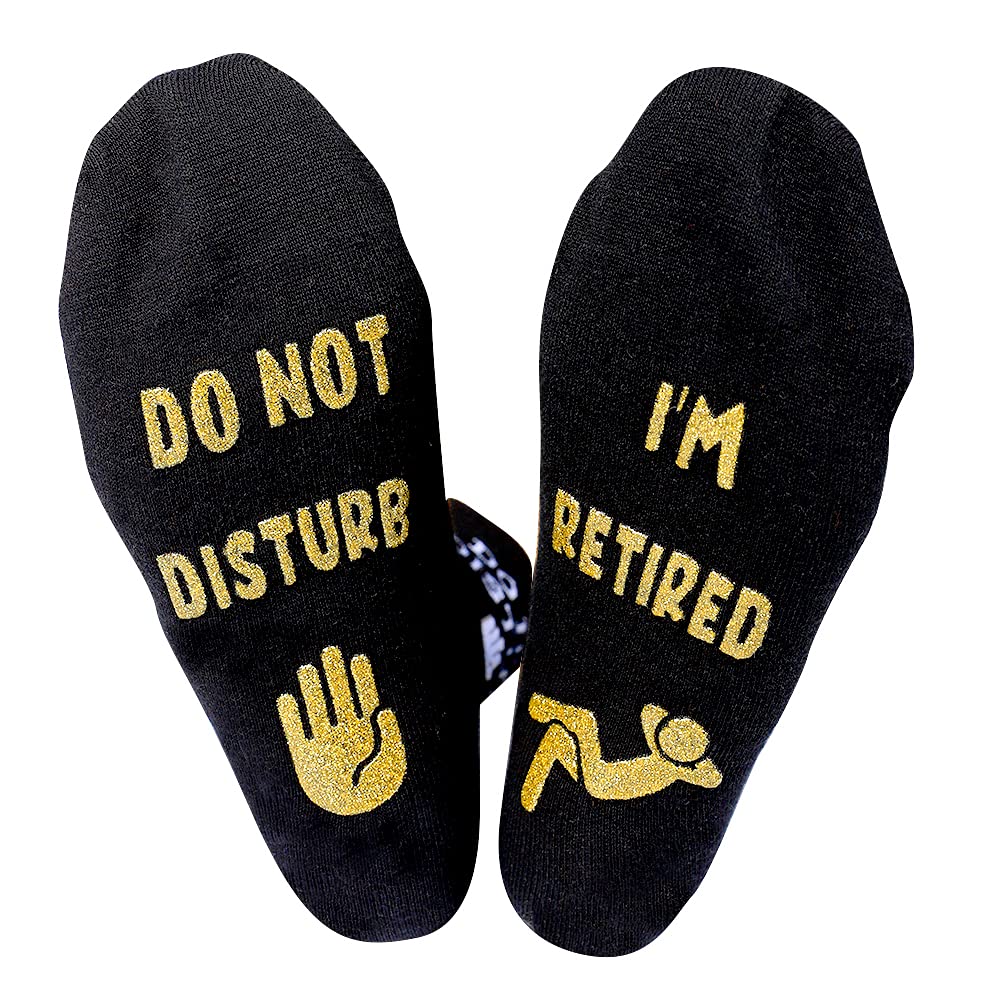 Funny Retirement Socks for Men & Women - 'Do Not Disturb I'm Retired' Novelty Gift for Dad, Mom, Retirees & Coworkers - Comfortable Office Leaving Present 2023 - Perfect for Retirement Parties & Relaxing at Home