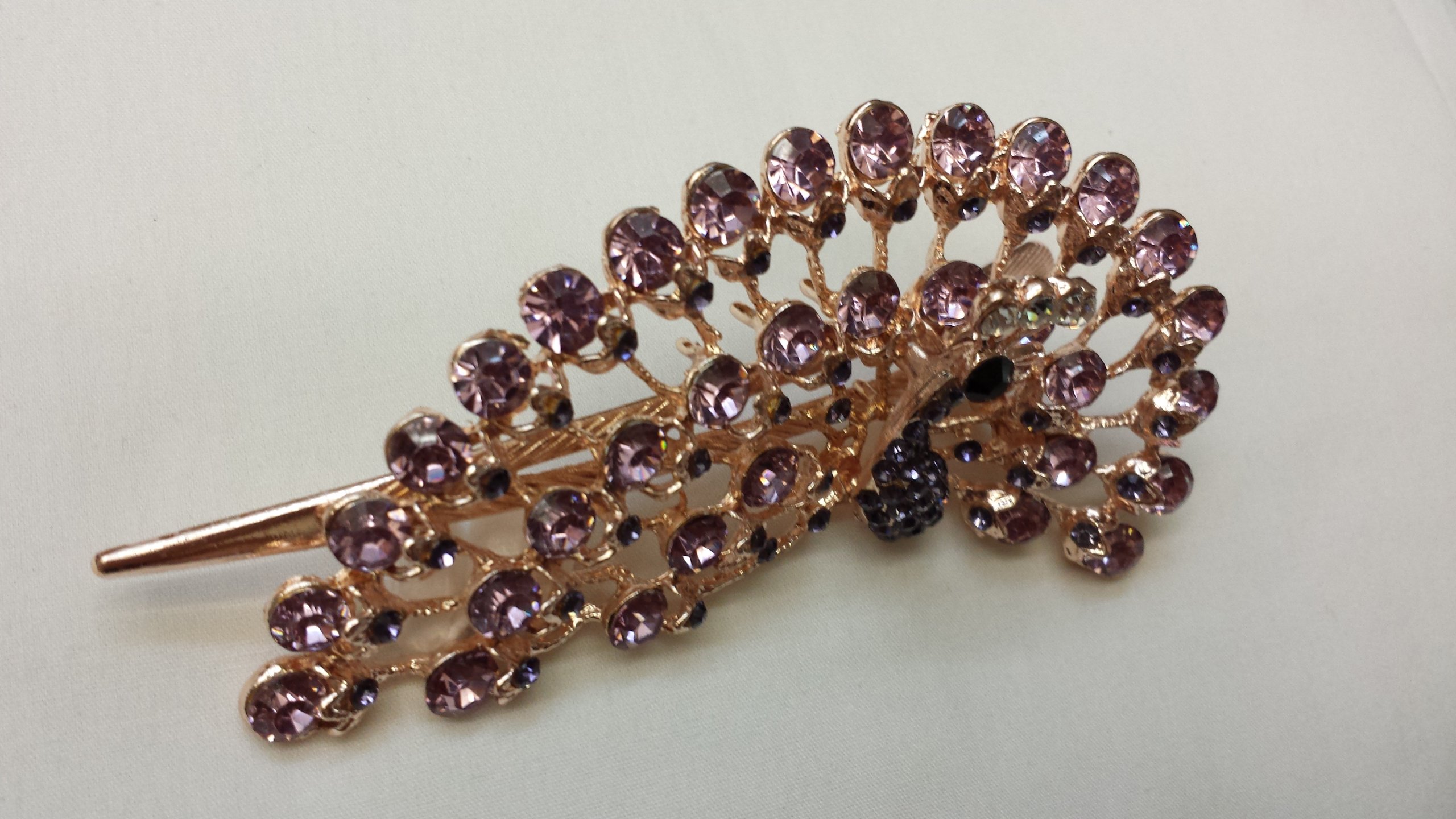 Sparkling Crystal Rhinestone Peacock Hair Clips - Large Amethyst Hair Pins & Sticks for Women | Elegant Hair Accessories for Weddings, Parties & Special Occasions