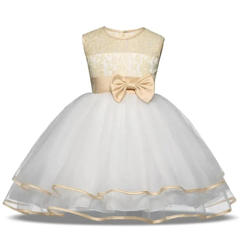 Elegant Beige Lace Dress for Girls - Perfect for Birthday Parties, Weddings & Special Occasions