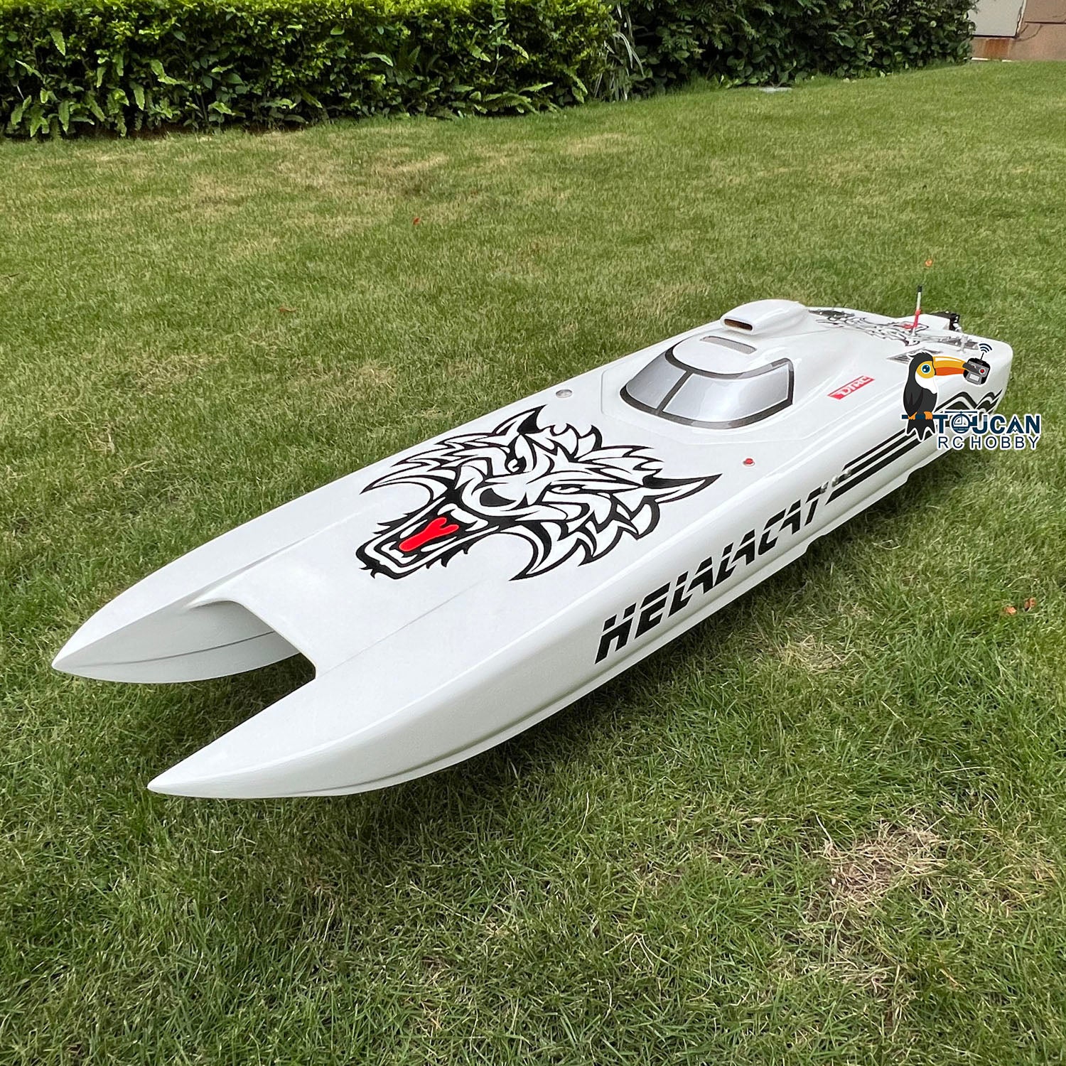 **30CC Gas-Powered RC Racing Boat - High Speed Fiber Glass DIY Model with Servo Controller (1300x360x220mm, 65-70km/h) - Perfect for Lakes, Ponds & Competitive RC Boat Racing**