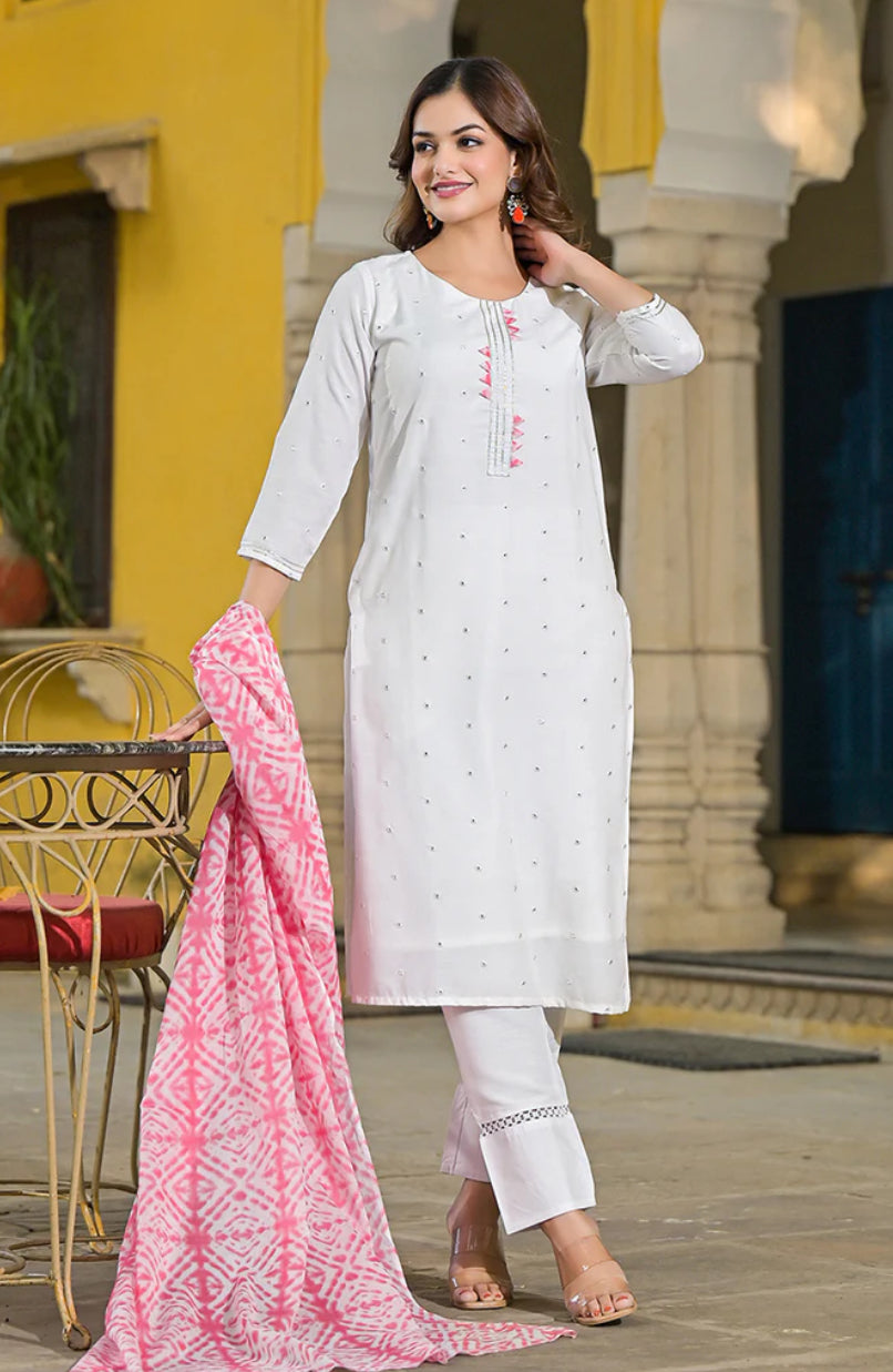 Stylish Pink Rayon Blend Kurta Set for Women - Comfortable & Trendy Indian Ethnic Wear - Perfect for Festivals, Weddings & Casual Outings