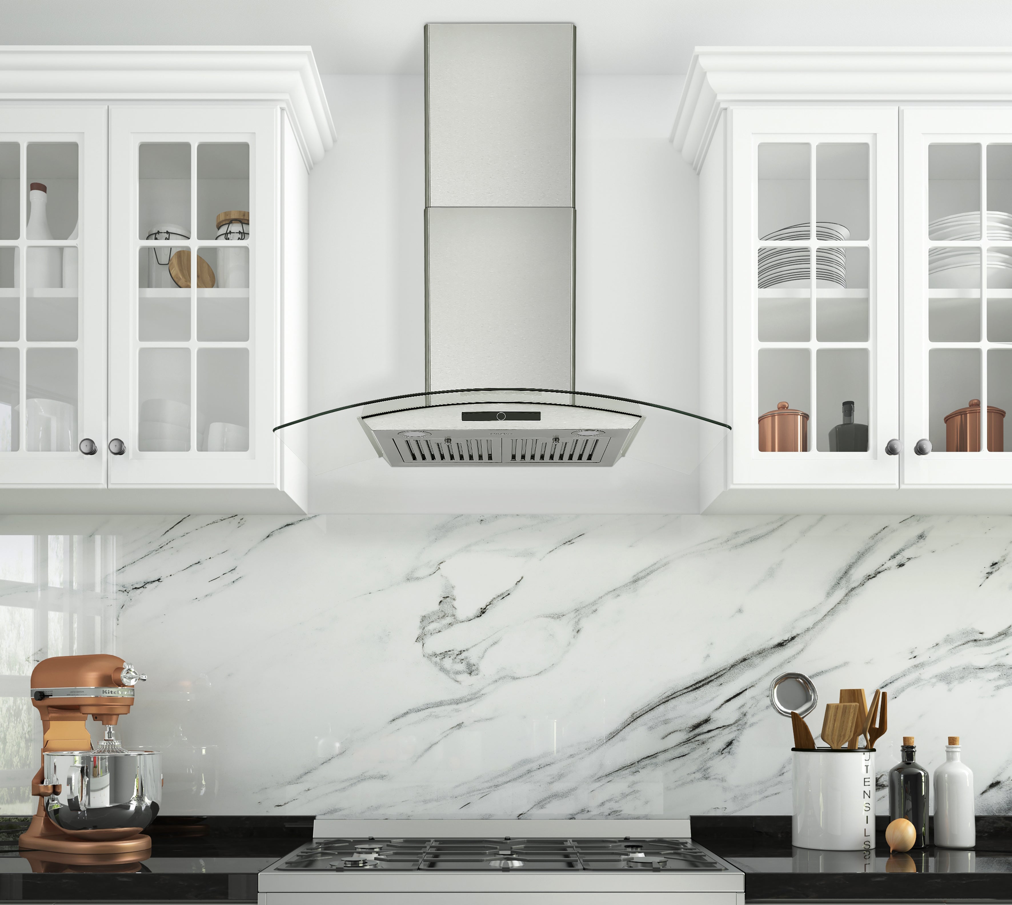 36 Inch Stainless Steel Convertible Wall Mount Range Hood - Professional Kitchen Ventilation for Gas Stoves & Cooktops (Under Cabinet or Wall Mount Installation)