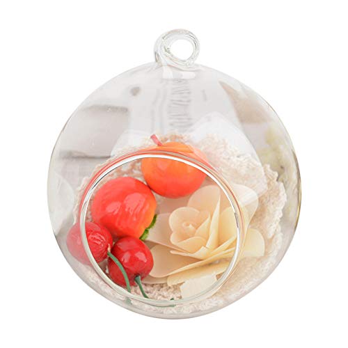 Crystal Glass Hanging Candle Holder - Elegant Home Decor for Wedding, Party & Dinner - Outdoor Wall Lantern Stand with Copper Terrarium (8cm) - Perfect for Romantic Ambiance, Garden Lighting & Boho Home Decor