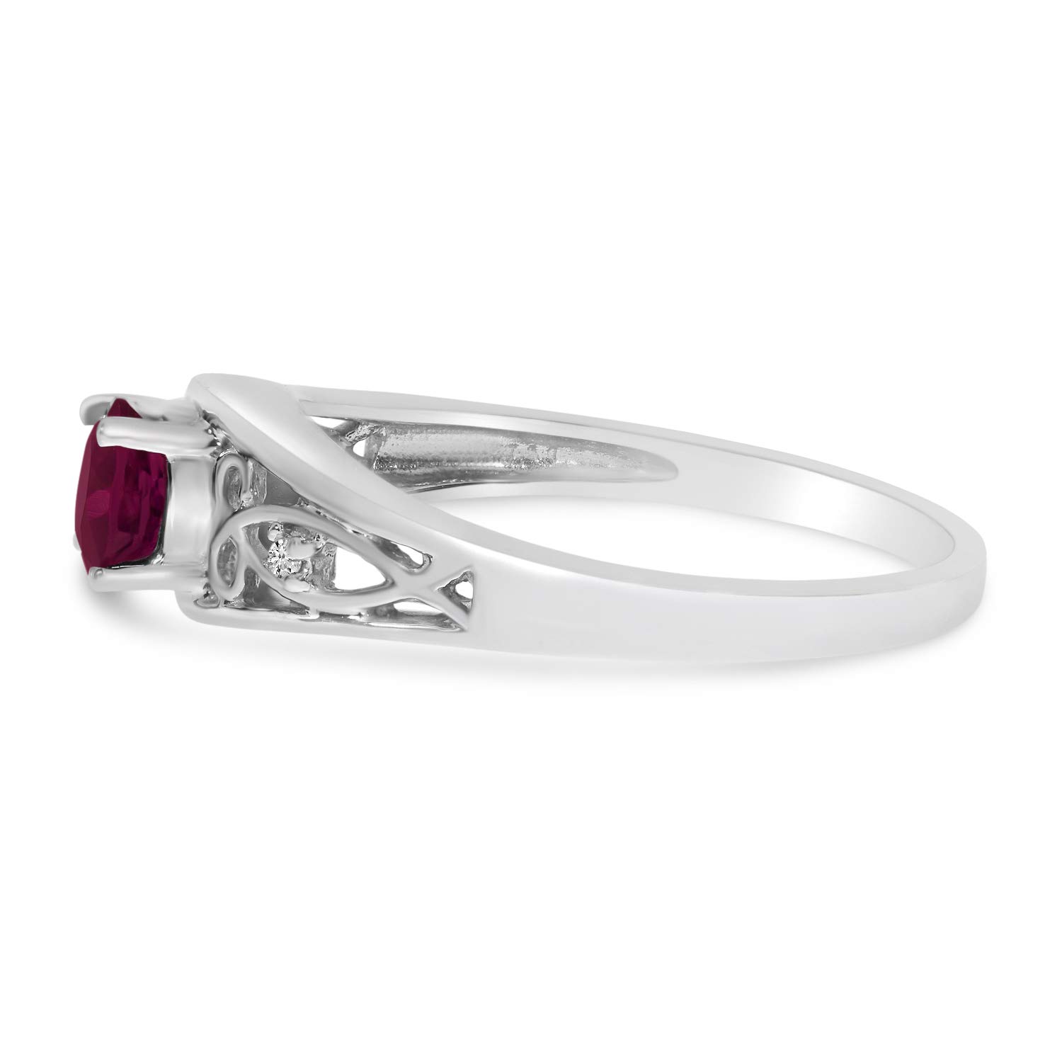 10K White Gold Round Ruby and Diamond Ring for Women - Elegant Engagement, Wedding, Anniversary Gift - Perfect for Special Occasions