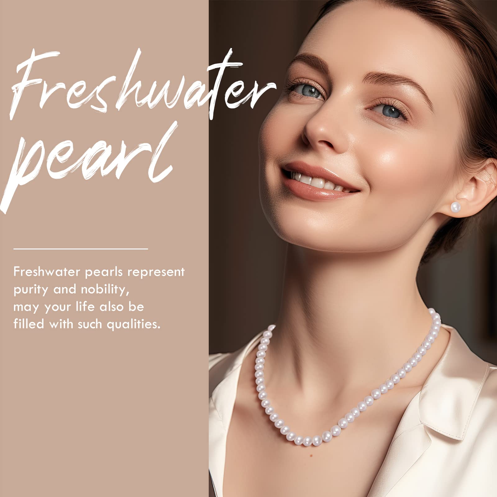 Authentic Freshwater Cultured Pearl Jewelry Set for Women - Elegant Necklace, Bracelet & Stud Earrings | Perfect for Weddings, Anniversaries & Special Occasions