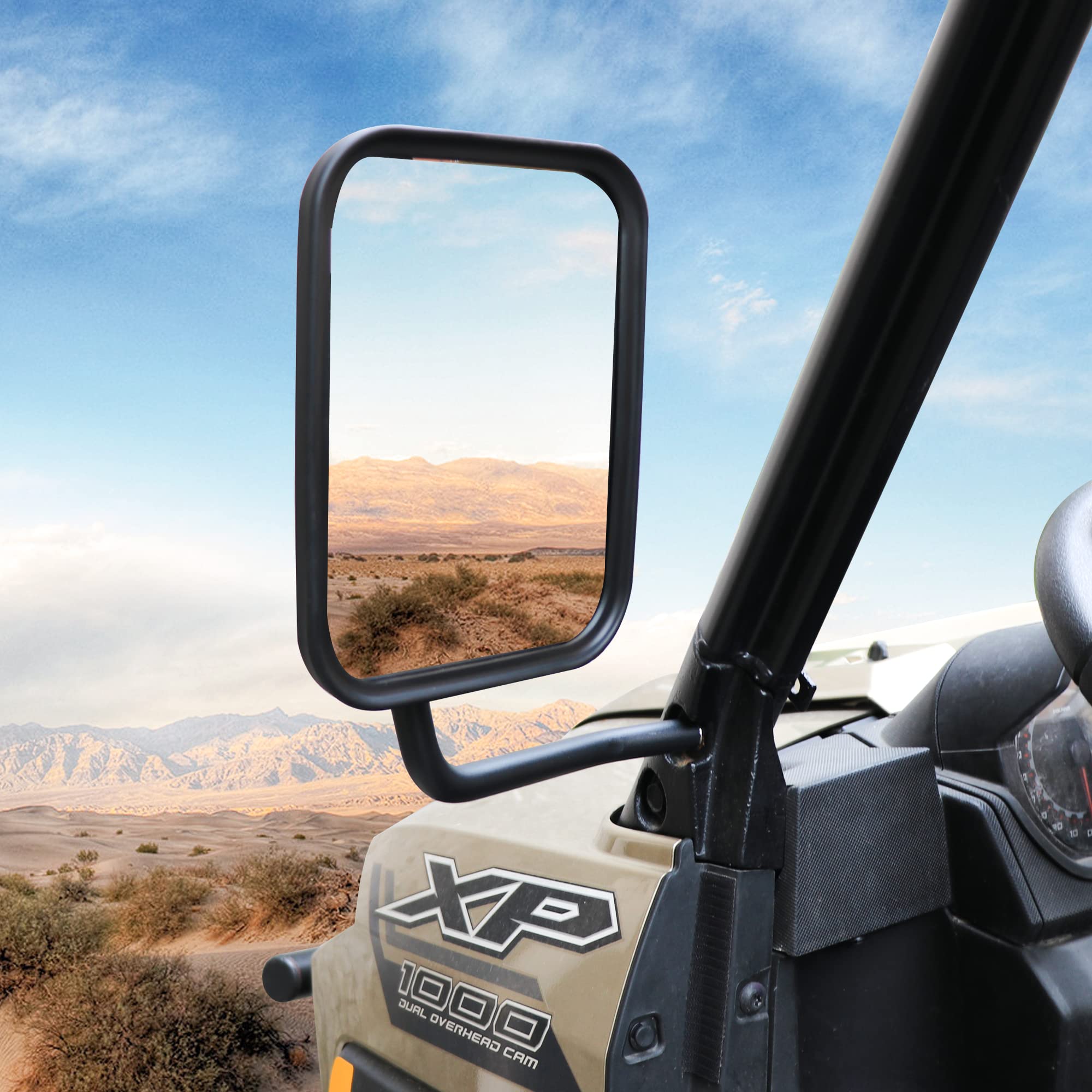 Heavy Duty Aluminum 360° Adjustable UTV Side Mirrors for 2015-2025 Polaris Ranger 1000/XP 1000 - Compatible with Roof & Windshield - Enhanced Rear Visibility for Off-Road Adventures & Work Sites