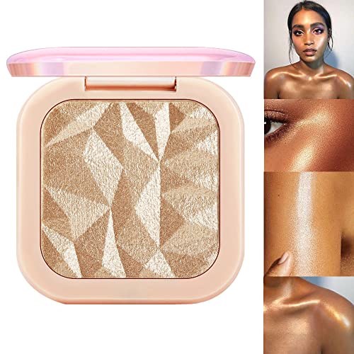 Champagne Gold Cheek Highlighter & Shimmer Makeup Palette - Baked Powder Blush Bronzer with Glitter for Face Contouring | Perfect for Party, Wedding & Night Out Makeup Looks