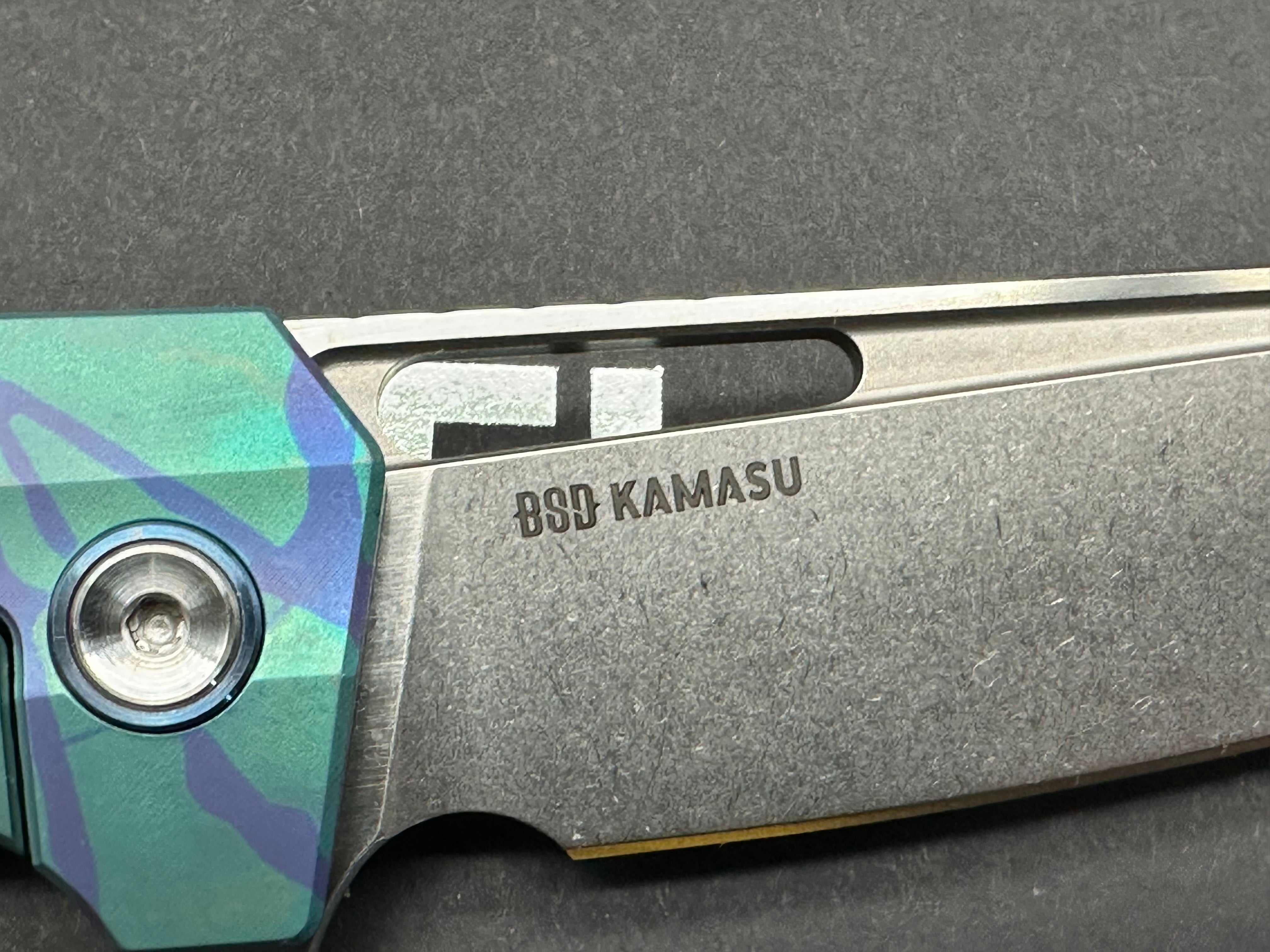 Ketuo Knives Kamasu LE (20pcs) - Shred Carbon Fiber Inlay with Custom 80s Paint Print Titanium Frame - Premium Collectible Pocket Knives for Outdoor Camping, EDC & Survival Gear