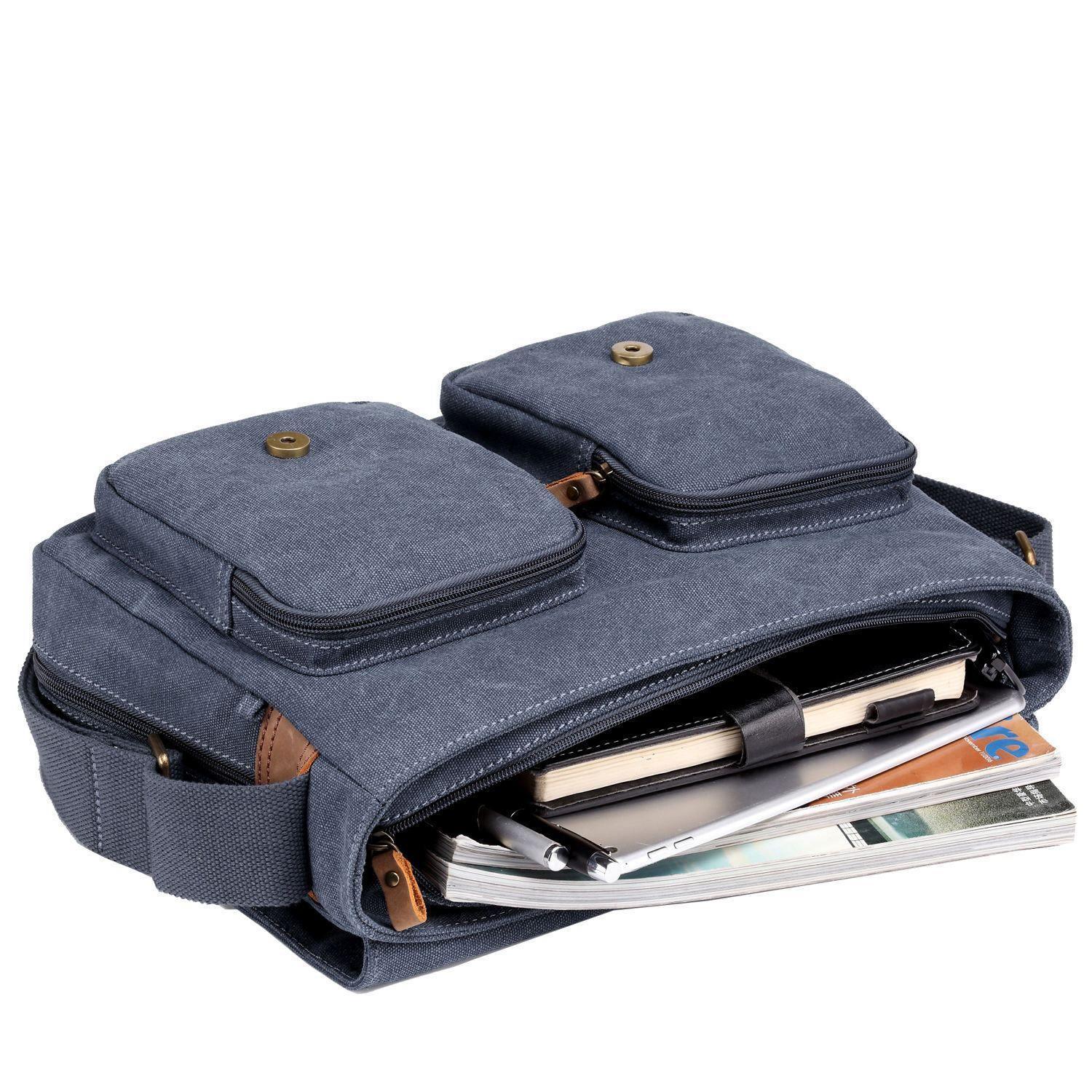 TRP0210 Troop London Classic Canvas Messenger Bag for Men & Women - Durable Waterproof Crossbody Bag for Work, Travel & School - Stylish Laptop Briefcase with Adjustable Strap