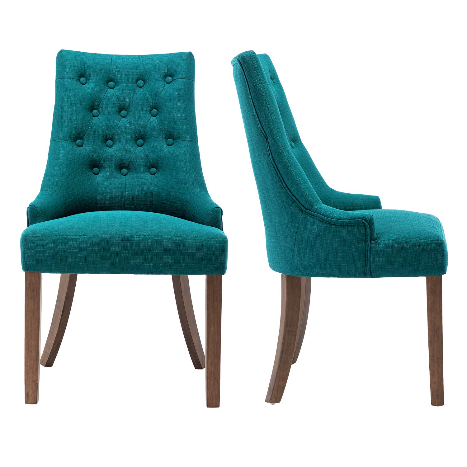2 Pack Blue Fabric Upholstered Accent Armchairs - Solid Wood Dining & Living Room Chairs for Home Decor, Office, Bedroom - Comfortable Seating for Relaxing & Entertaining