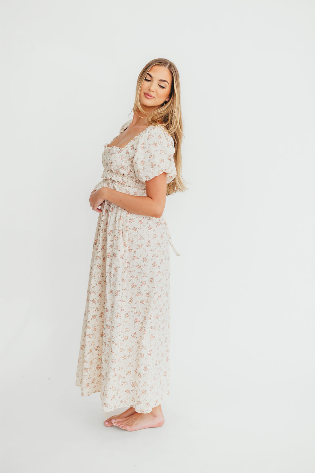 Finley 100% Cotton Peplum Midi Dress - Petal Pink | Bump & Nursing Friendly Maternity Dress | Perfect for Baby Showers, Nursing & Everyday Wear