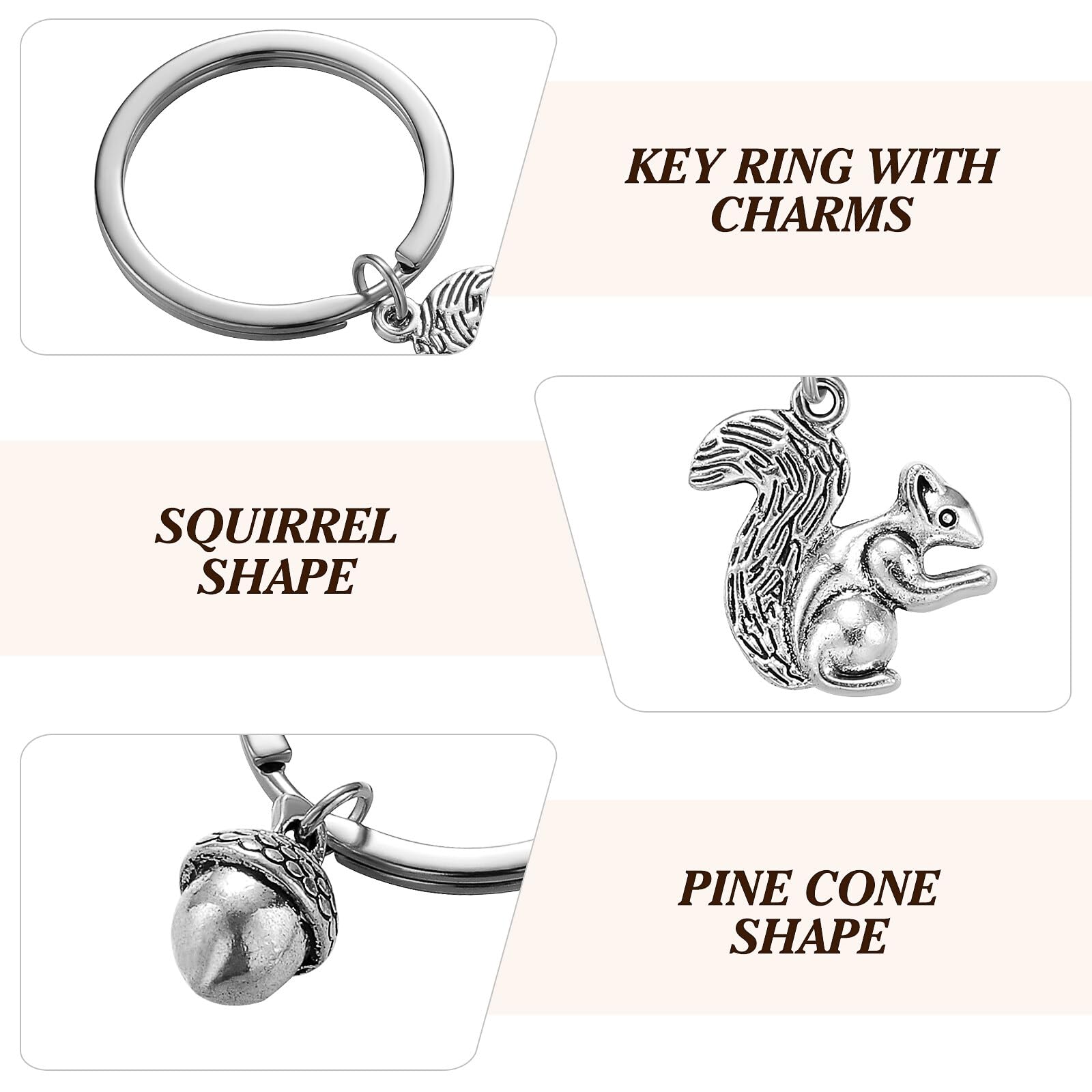 Amosfun 2Pcs Cute Squirrel Keychain Set with Pine Cone Charm - Matching Couple Keychains for Christmas, Anniversary, Valentine's Day & Birthday Gifts - Perfect for Couples, Friends & Family