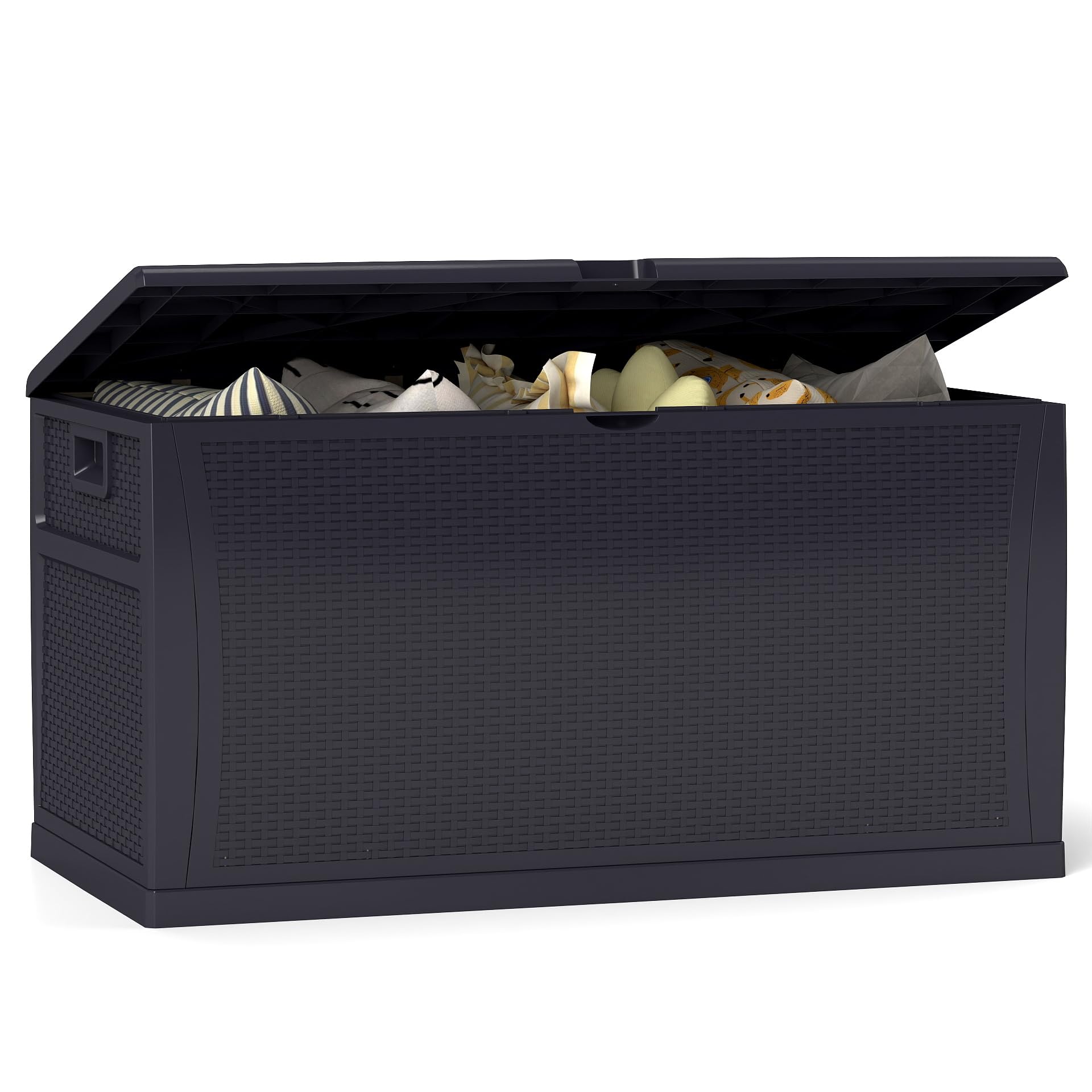 120 Gallon Resin Deck Box - Weatherproof Outdoor Storage Container for Patio, Garden, Pool & Yard - Lockable Waterproof Bin for Tools, Cushions, Toys & Accessories - Perfect for Organizing Outdoor Spaces - Black