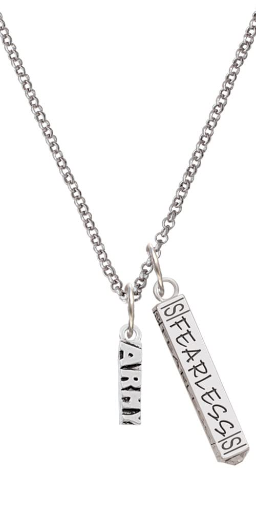 Military Silvertone Bar Necklace - Fearless Charm for Everyday Wear