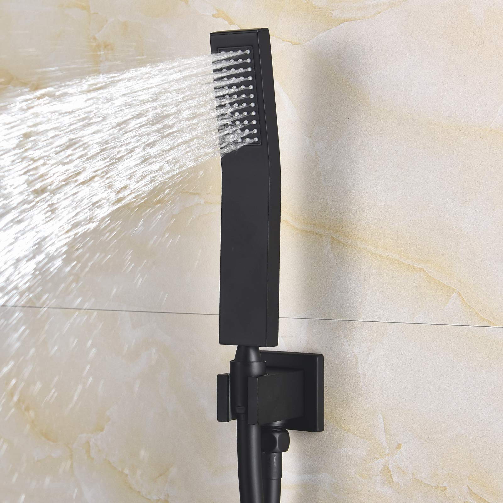 Premium Black Stainless Steel Wall Mounted Shower System Combo - Rain Shower Head & Handheld Spray with Rough-In Valve Trim Kit BB314B | Perfect for Modern Bathroom Renovations & Spa-Like Shower Experience