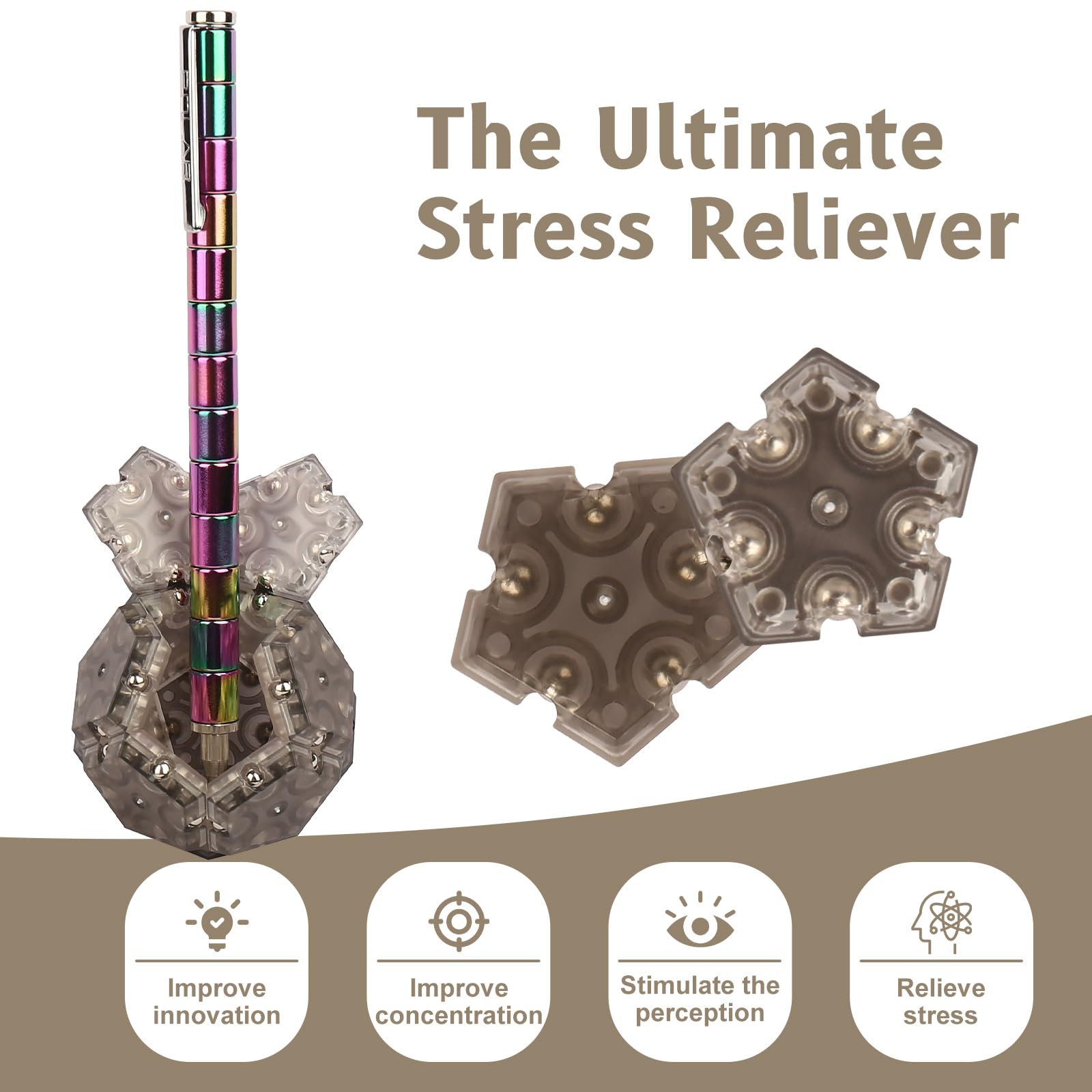 **Stress Relief Fidget Toys for Adults & Kids - Black Sensory Toys for Anxiety, ADHD, Focus - Stocking Stuffers for Teens, Office Desk Toys, Quiet Travel Gifts for Boys & Girls**    *(Use for stress relief, classroom focus, travel entertainment, or office relaxation)*