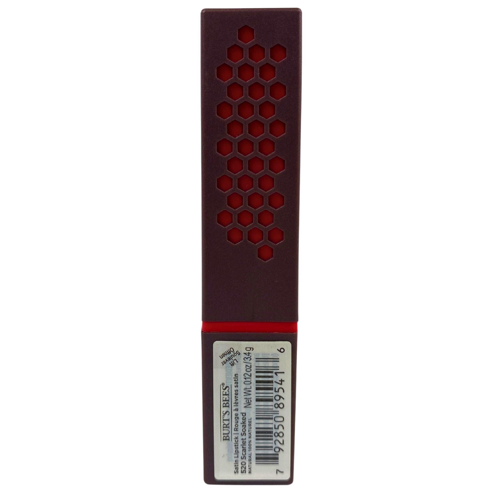 Burt's Bees Satin Lipstick 520 Scarlet Soaked - 100% Natural Hydrating Lip Color, 0.12oz (48 Pcs Bulk) - Perfect for Daily Wear, Special Occasions & Gift Giving