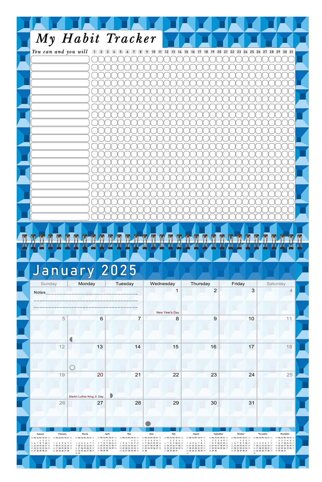 2025 Monthly Desktop & Wall Calendar Planner with Habit Tracker - Daily Weekly Monthly Goal Setting & Motivational Journal - Inspirational Productivity Tool (Edition 03) for Office, Home, School & Gift Giving