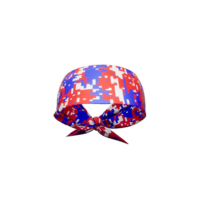 RWB Digital Camouflage Tie Headband - Adjustable & Breathable for Running, Workout, Sports, and Outdoor Activities