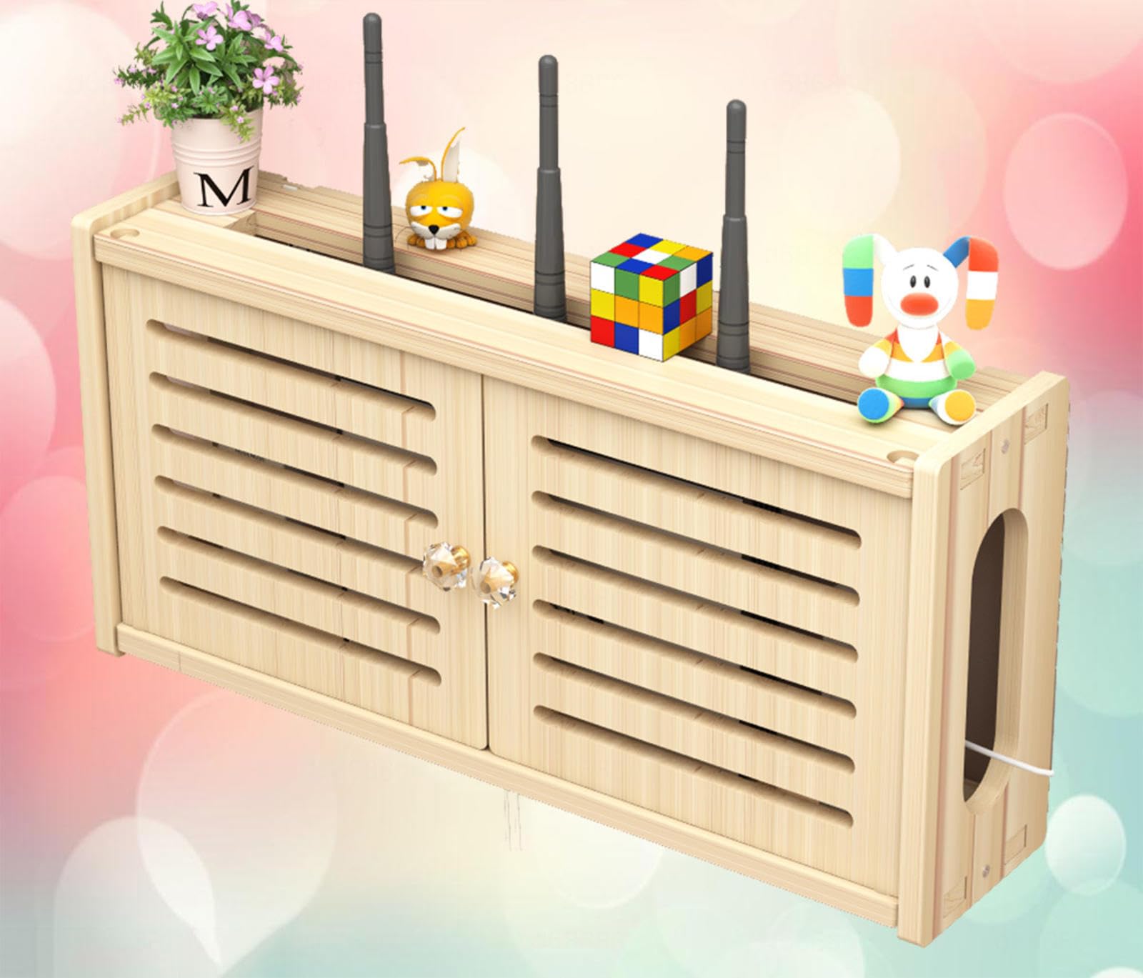 Wall Mounted Router Shelf - Cable Storage Rack for WiFi Modem & Organizer for Home Office